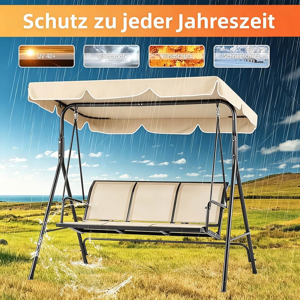 Tettuccio per Dondolo Tetto di Ricambio 164×114cm 195×125cm 249×185cm Tetto di Ricambio per Dondolo da Giardino Impermeabile Anti-UV 2-3 Posti(Yellow,77x49x6in(195x125x15cm))