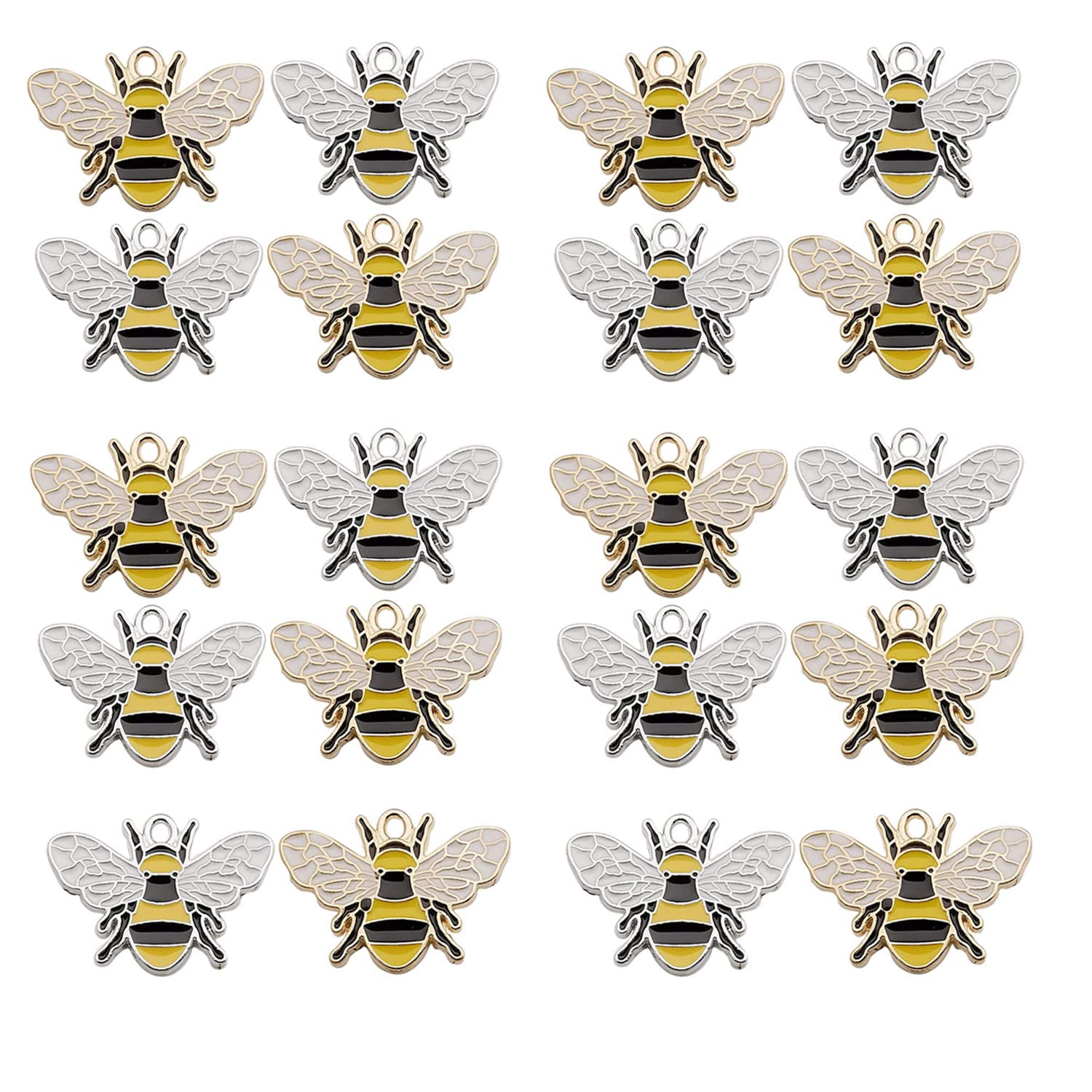KASTWAVE 20Pcs Honeybee Charms Assorted Gold Plated Enamel Bee Honeybee Charms For Jewelry Making Necklace Bracelet Earring, Diy, Jewelry Making Accessory, Exquisite, Decorative, Pendant, Women, Party