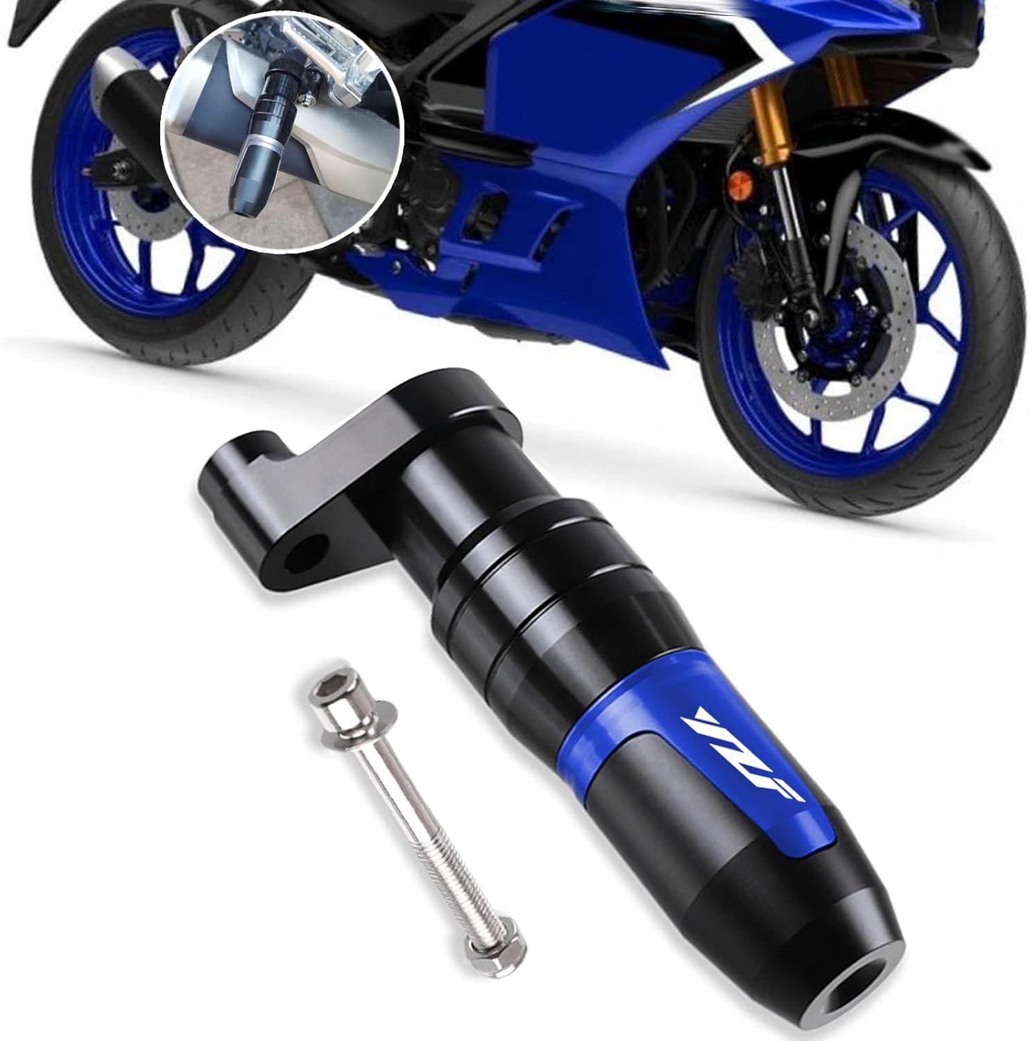 For YZF R9 YZF R3 YZF R125 2025 muffler protector exhaust slider frame protector anti-collision pad anti-fall protection pad yzfr9 yzfr3 yzfr125 2018-2025 motorcycle accessories (Blue)