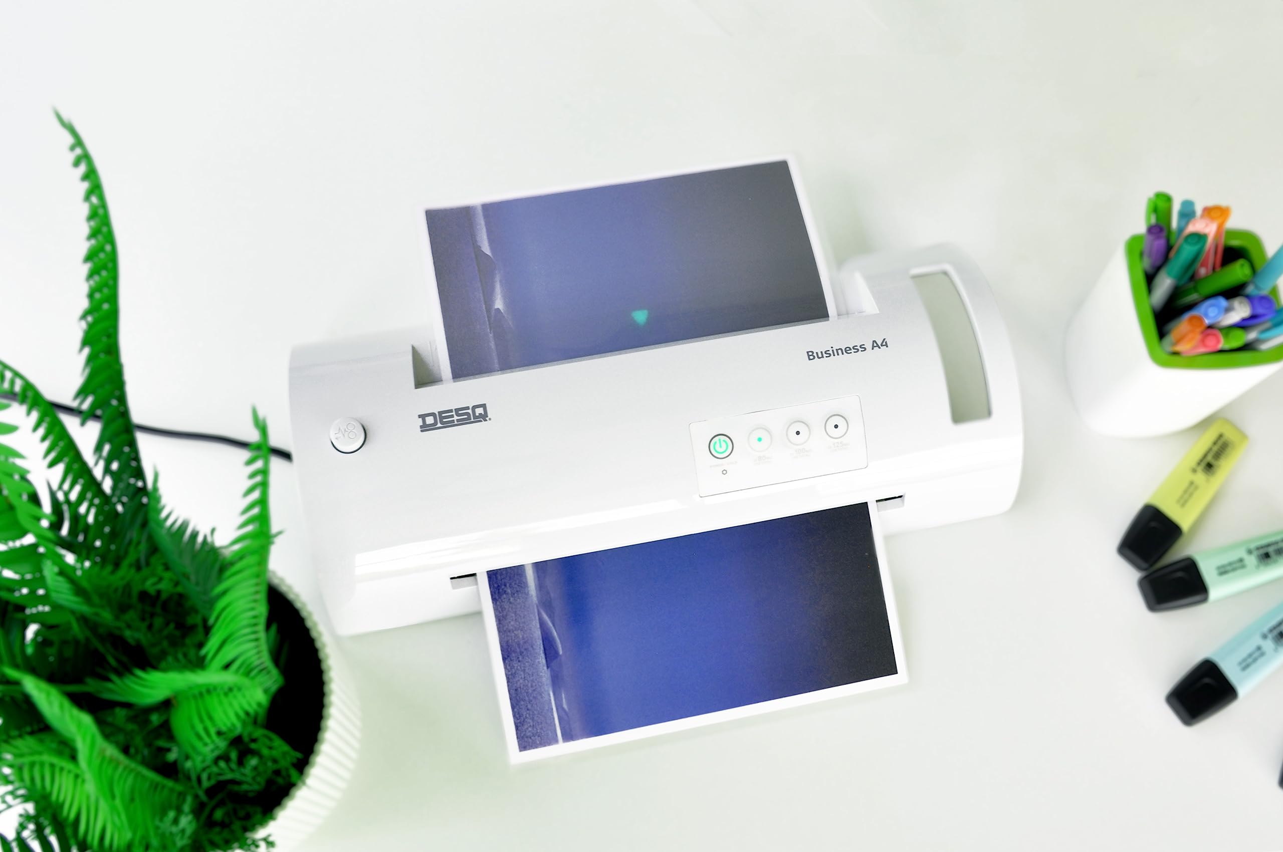 DESQ Laminator A4 Bussiness Classy - do 75 do 125 mikronów, Jam Free, 30 sek. Czas nagrzewania, High Speed, do biura i szkoły