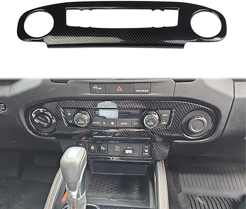Korlot Panel de aire acondicionado de consola central de fibra de carbono para Nissan Frontier 2022-2024