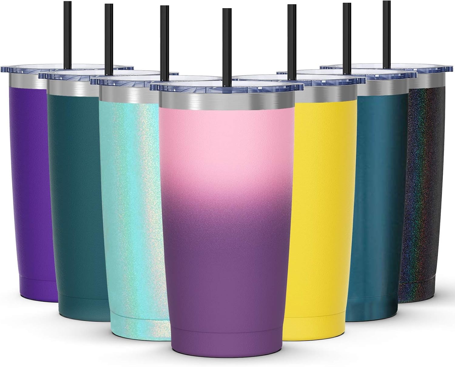 20oz Tumbler with Splash Proof Sliding Lid, Bastwe Stainless Steel Vacuum Insulated Travel Mug Tumbler with Straw, Double Wall Coffee Mug, Thermal Cup for Hiking, Camping & Traveling (Love-hate)