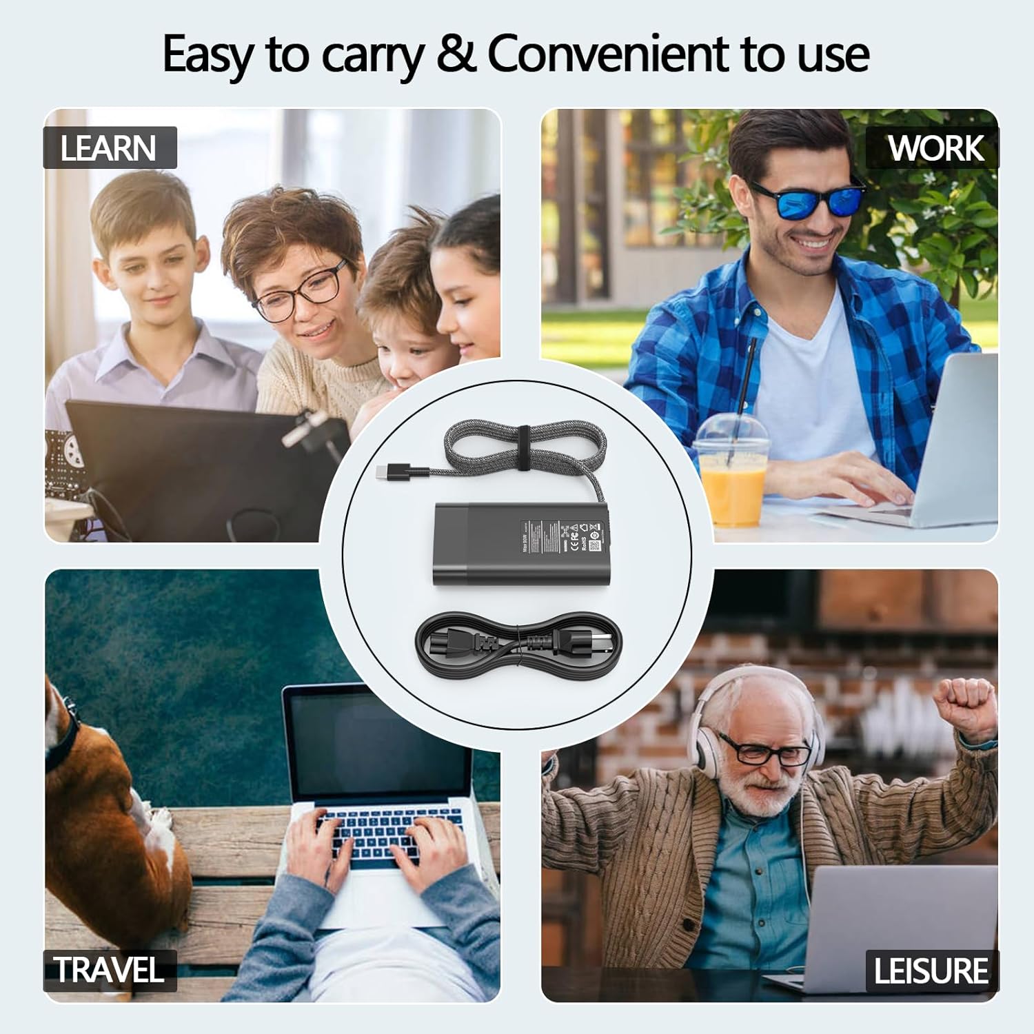 90W USB C Laptop Charger Compatible with HP Envy 17 X360 17.3" 16" 15.6" 2 in 1 Touchscreen 17-cw0097nr 17-cw0023dx 17t-cr1 15-ew 15-fe2-in-1 904144-850 Power Cord Adapter image 7 of 7 B0CKVG5CD8