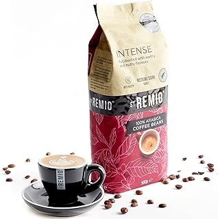 St Remio Intense Coffee Beans 500g. Medium Dark Roasted Bean. Arabica Strong Coffee Beans for Long Black, Latte, Cappuccin...