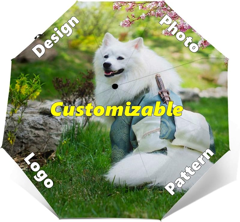 Custom Umbrellas with Logo Photo or Design for Women and Men | Customizable Print, Compact & Foldable, Anti-UV Waterproof Fabric, Automatic Open & Close, Windproof, Lightweight & Portable