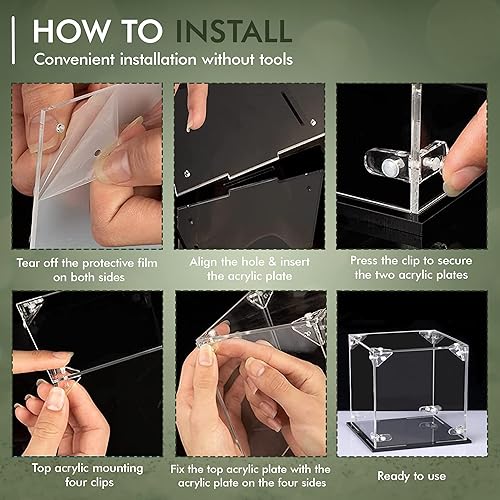 Miniatura 5 de Vitrina acrílica para coleccionables, caja de encimera en forma de cubo, vitrina a prueba de polvo, contenedor duradero, elegante y transparente