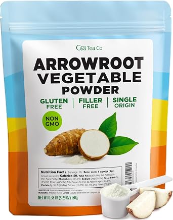 Gya Tea Co Arrowroot Vegetable Powder 0.33 lb 5.29 oz - Sweetened Powder for Lattes, Smoothies, Beverages & More, Non-GMO, Gluten Free