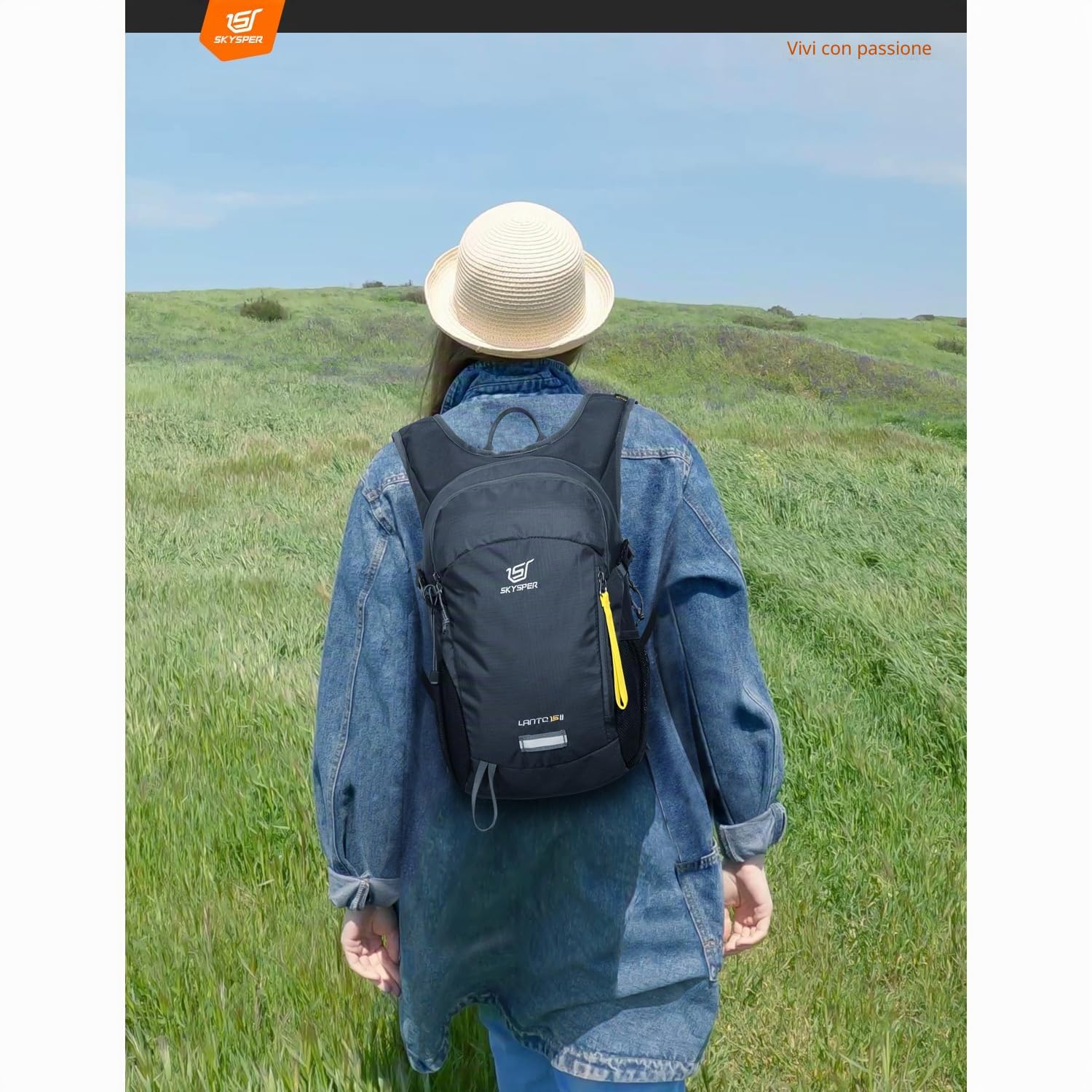SKYSPER Zaino da Hiking Leggero 15L, Zaino da Viaggio Traspirante per Escursione Viaggio Breve Distanza Ciclismo