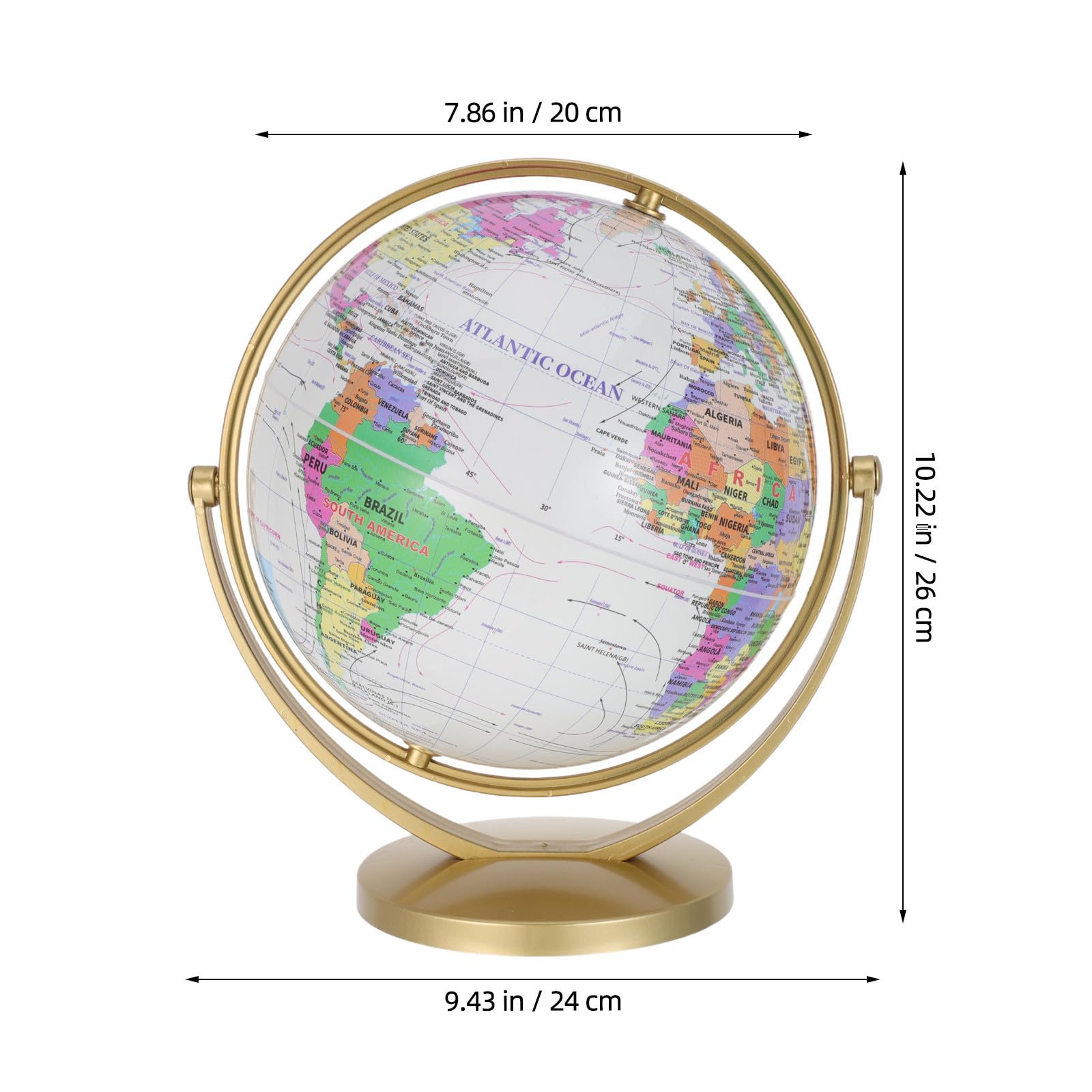 jojofuny Globo Terráqueo Educativo Giratorio de 20cm Base Estable, Material Abs y Pvc, Impresión Clara para Aprendizaje Interactivo en Oficina y Educación