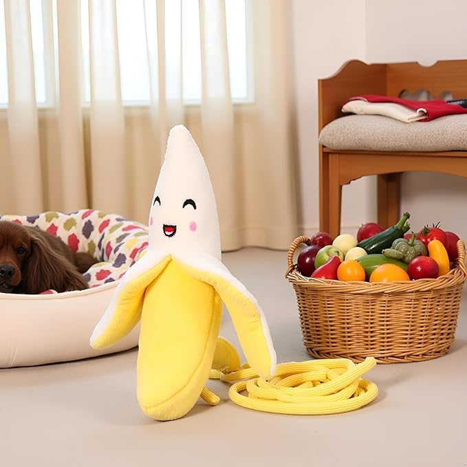 GANPUB 2 Piezas Juguetes para Perros, Mordedores Squeaker Plush, Juguetes Squeak (Banana) miniatura 8