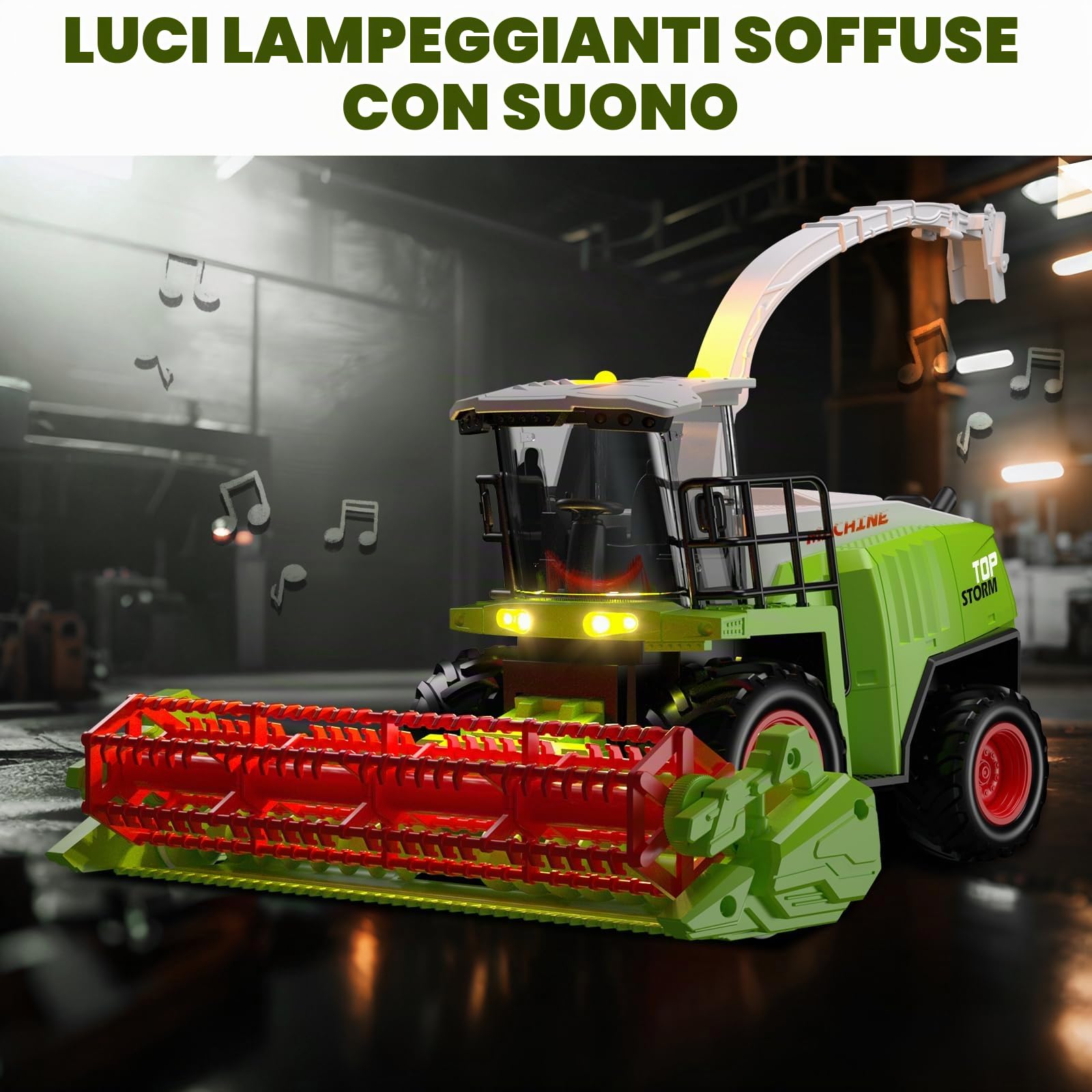 Mietitrebbia Telecomandata con Rimorchio, Trattore Giocattolo RC | Con luci e suoni realistici, gioco della fattoria e regalo di compleanno o Natale per bambini dai 3 anni
