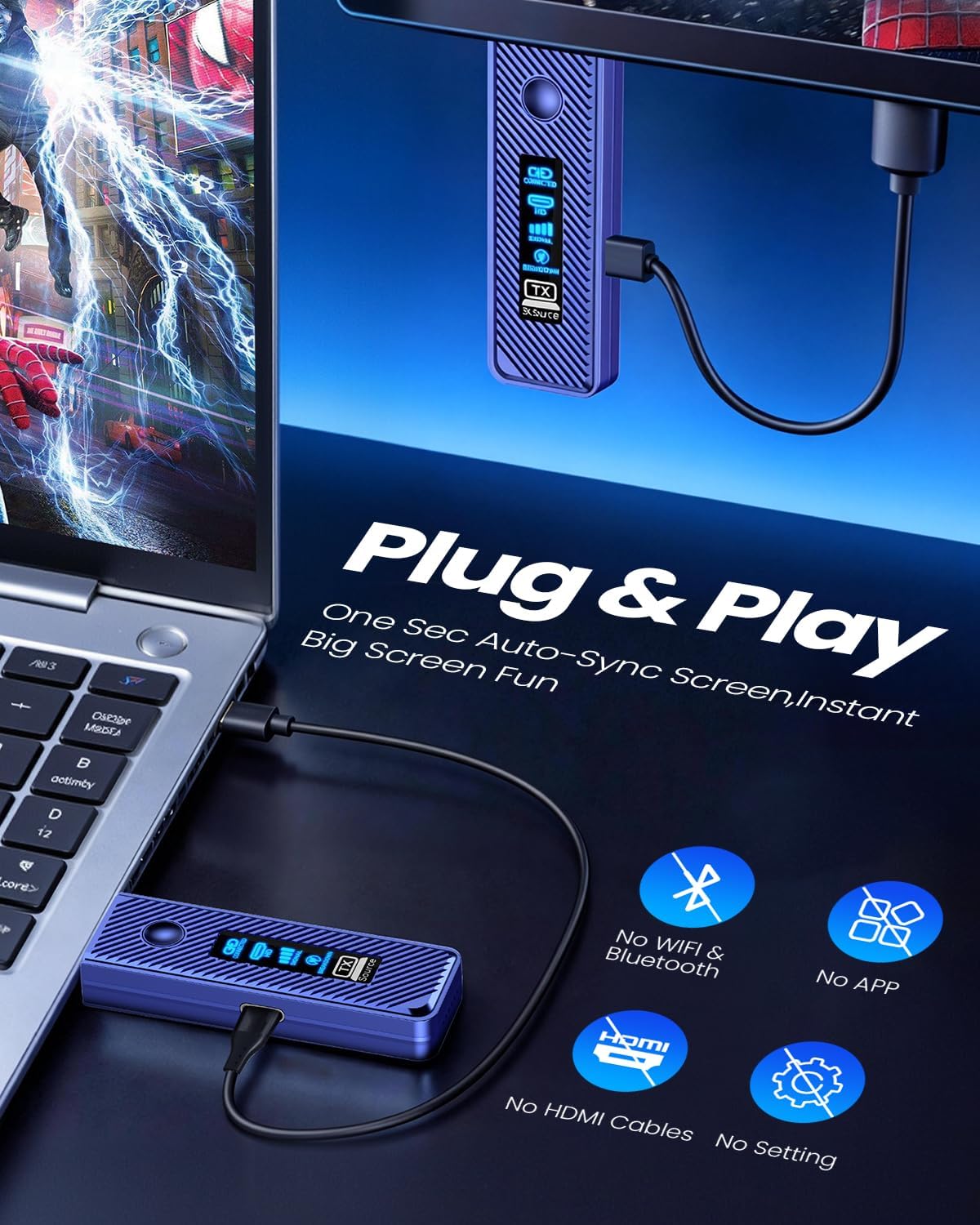 Wireless HDMI Transmitter and Receiver 328FT/100M,4K Decode Plug & Play Portable 5G+2.4G Wireless HDMI Remote Control Extenders for Video/PC/Projector/TV Box
