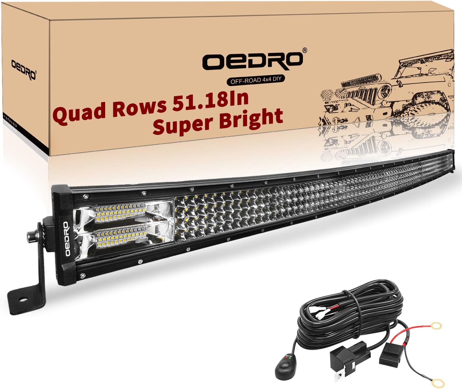 LED Light Bar Kits TURBO SII 50 Inch 684W Curved+20 Inch