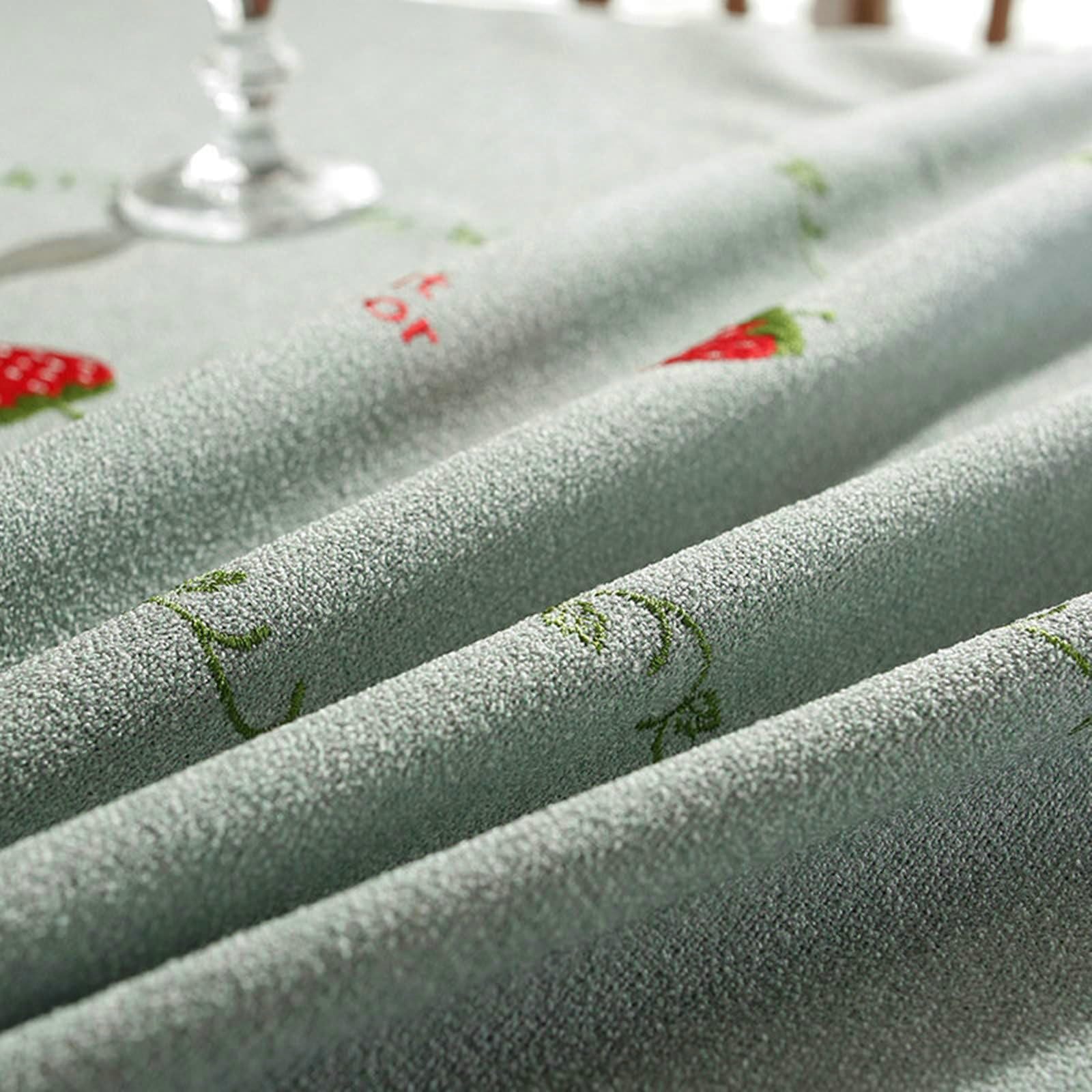 Gualiy Mantel Mesa Cocina Rectangular, Poliéster Mantel Mesa Sala 140x140CM Manteles Mesa Tela Antimanchas Bordado Fresa Mantel para Mesa Comedor, Verde