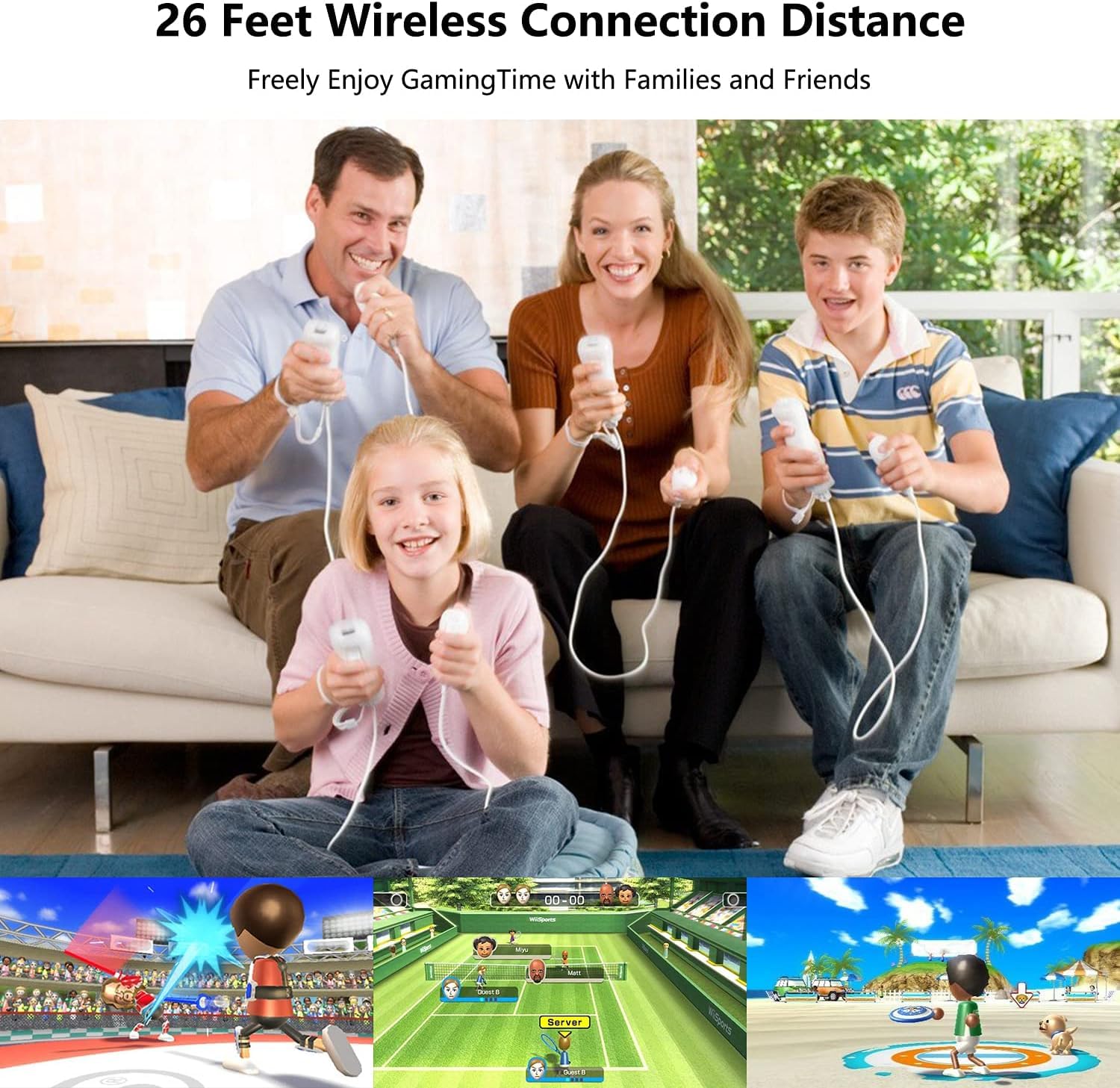 Burcica 2 Pack Controller for Wii Remote and Nunchuck with Motion Plus, with Silicone Case and Wrist Strap (White)