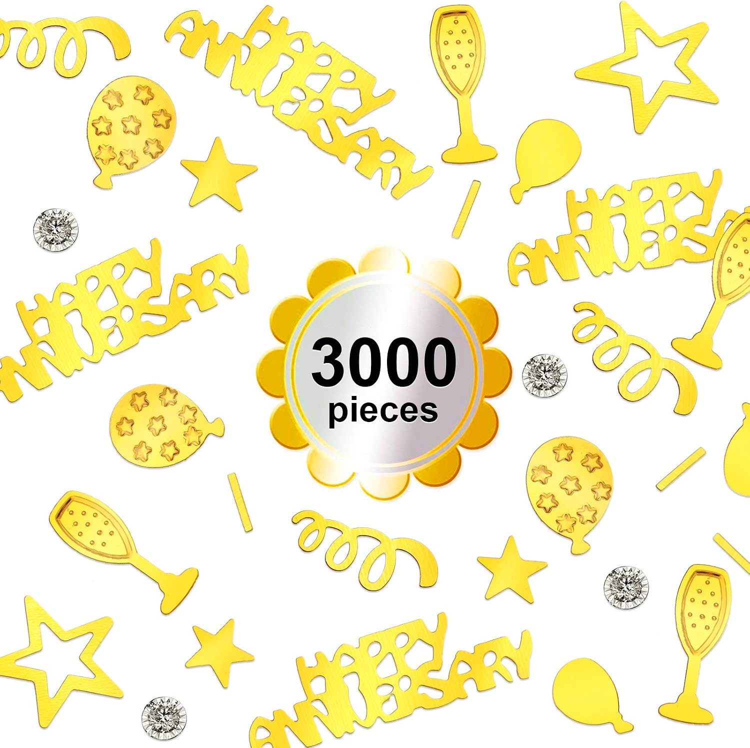 Skylety 3000 Pcs Gold Happy Anniversary Confetti Wedding Party Decorations