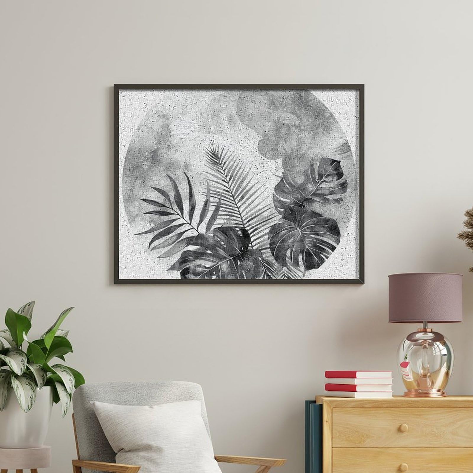 RTBKLYQ Kit per dipingere con i numeri, per adulti principianti Monstera e foglie di palma fai da te digitale pittura a olio tela per kit di pittura regalo decorazione domestica