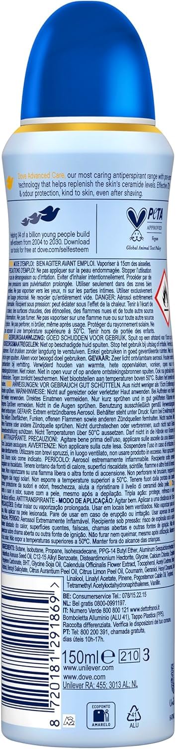 Dove Deospray Advanced Care Talk, mit feuchtigkeitsspendender und hautfreundlicher Formel, ohne Alkohol, trockene Haut bis zu 72 Stunden… – Ansicht 2