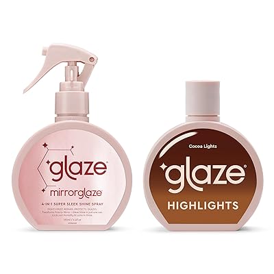 glaze Hair Shine Bundle – Super Gloss Cocoa Lights Color Conditioning Gloss & Mirror 4-in-1 Super Sleek Shine Spray – For Brown Hair with Highlights