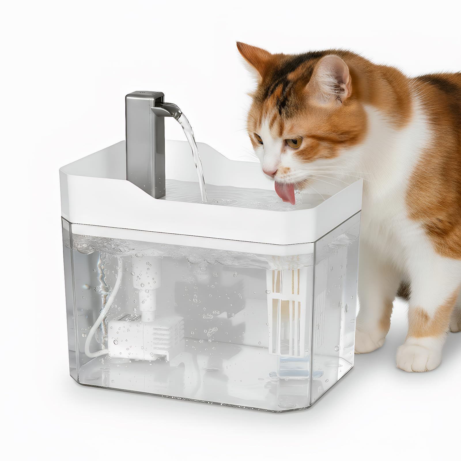 1.5L Fuente para Gatos – Bebedero Automático Silencioso con Filtración, Apagado Automático & Gran Capacidad, Fácil de Limpiar, Ideal para Gatos & Perros Pequeños (Blanco)