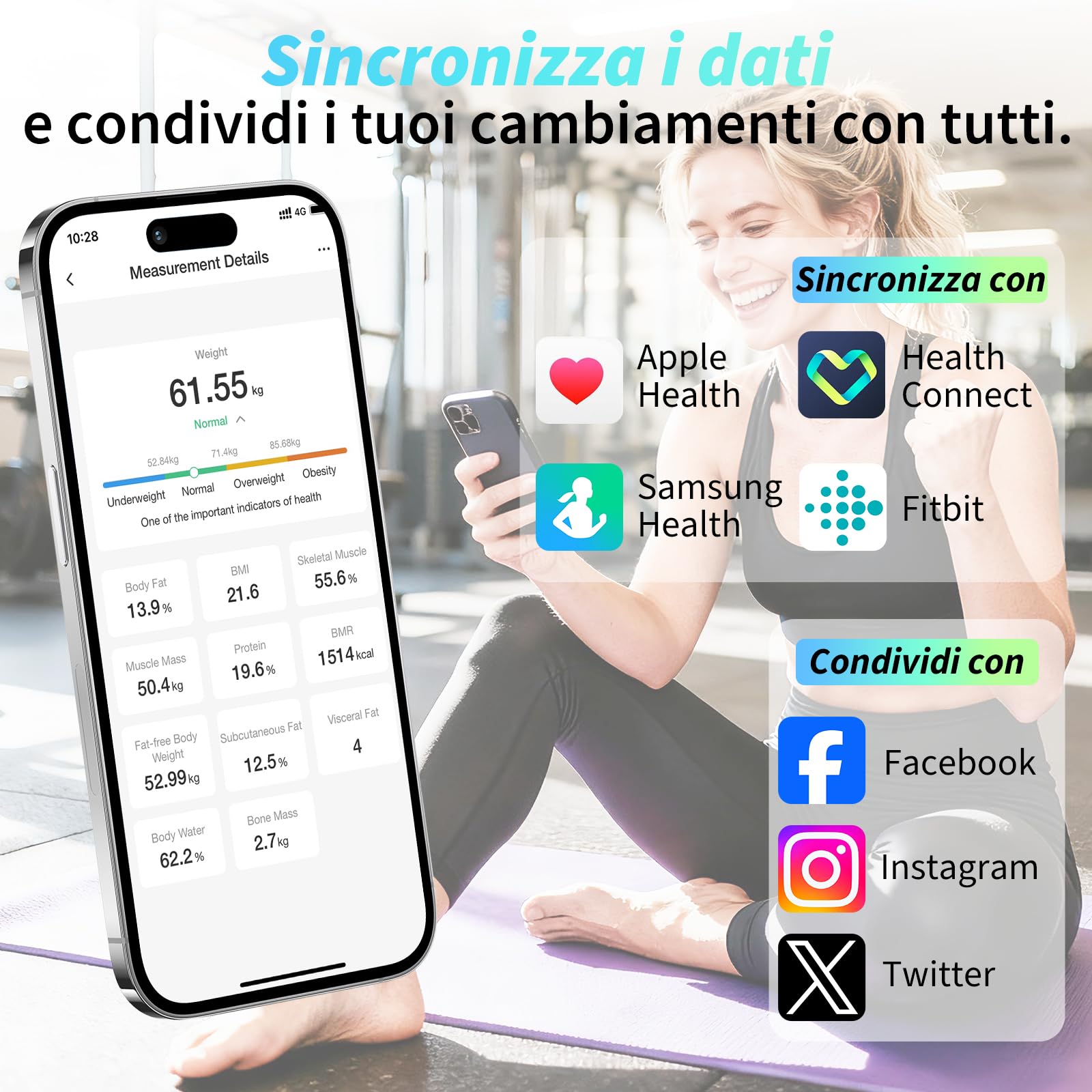 Arboleaf Bilancia Pesapersone Digitale, Bilancia Impedenziometrica con Bluetooth e App, Ampio Display per BMI, Grasso Corporeo, Massa Muscolare, 14 Parametri, Alta Precisione, Capacità 180 kg