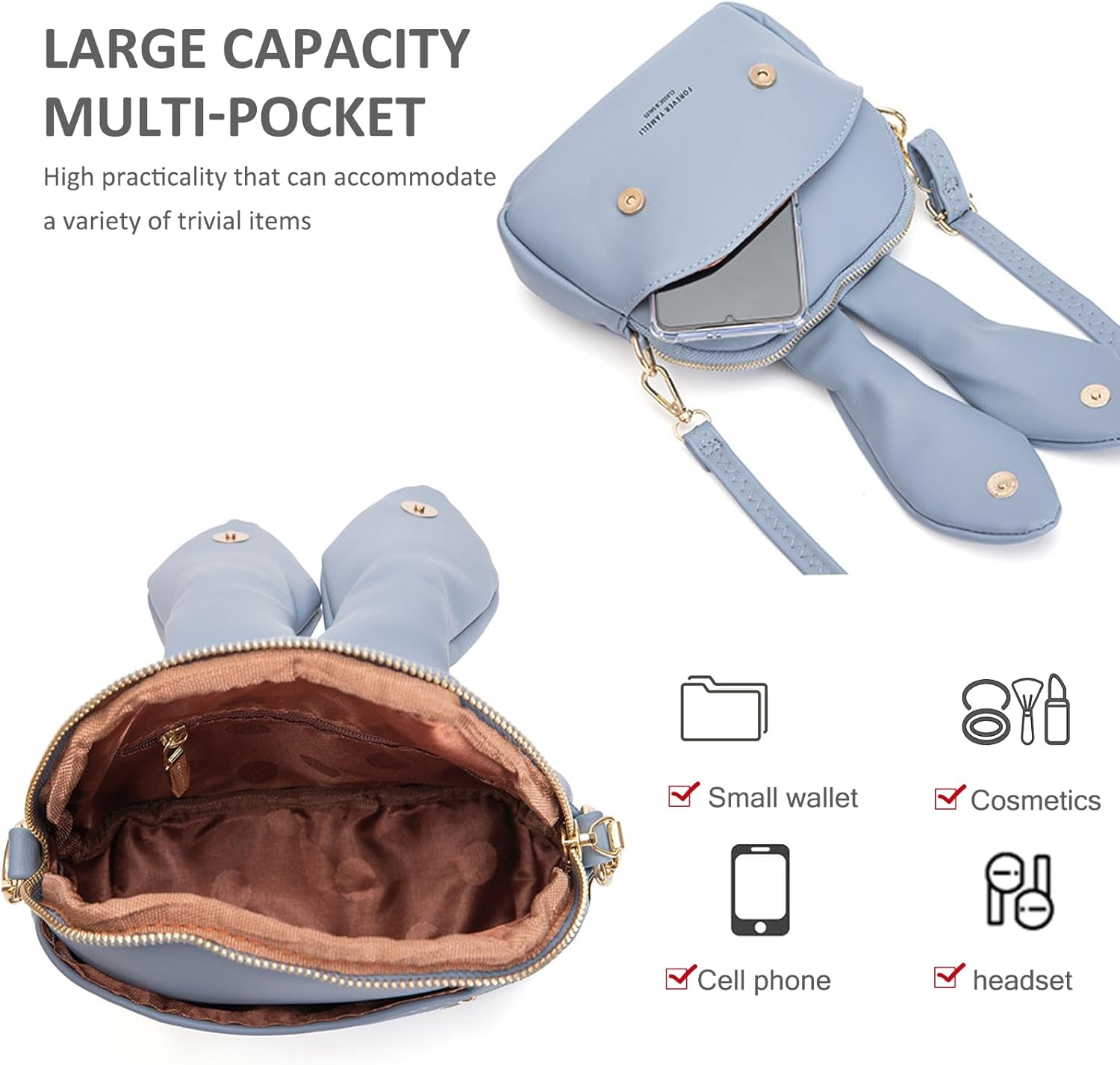 NICOLE & DORIS Small Handbags Women Cute Crossbody Bags Rabbit Shoulder Bag PU Leather Girls Messenger Bag