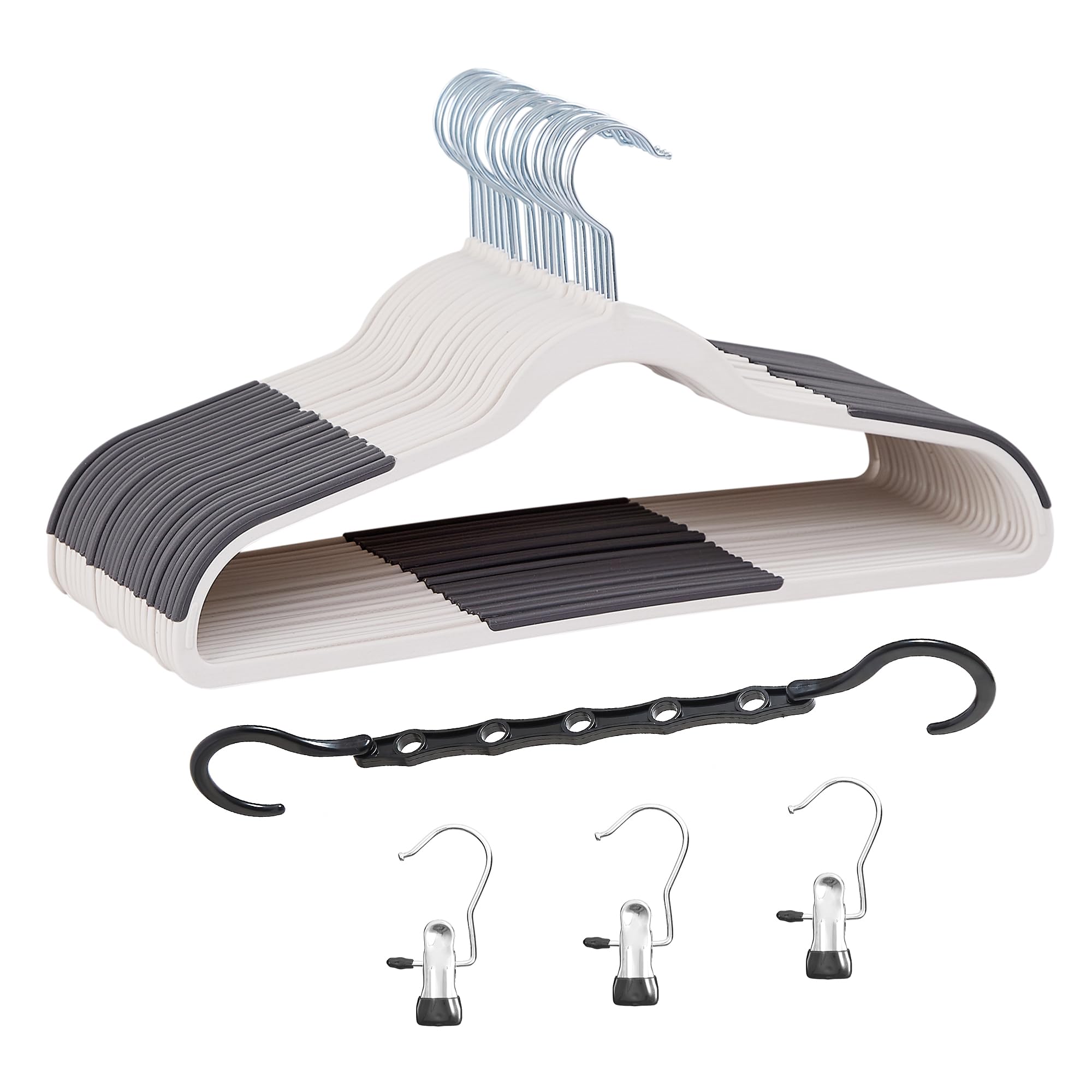 VECELO 25 Pack Clothes Hangers, Non-Slip Plastic Coat Hanger, 360°Swivel Hook & Space Saving for Bedroom Closet, Great for Shirts, Pants, Excellent