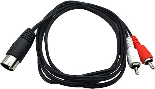 Qaoquda - Cable DIN de 5 pines a RCA, 5 pies4.9 ft, enchufe macho DIN a 2 RCA macho cable adaptador de audio para sistemas electrofónicos Bang &