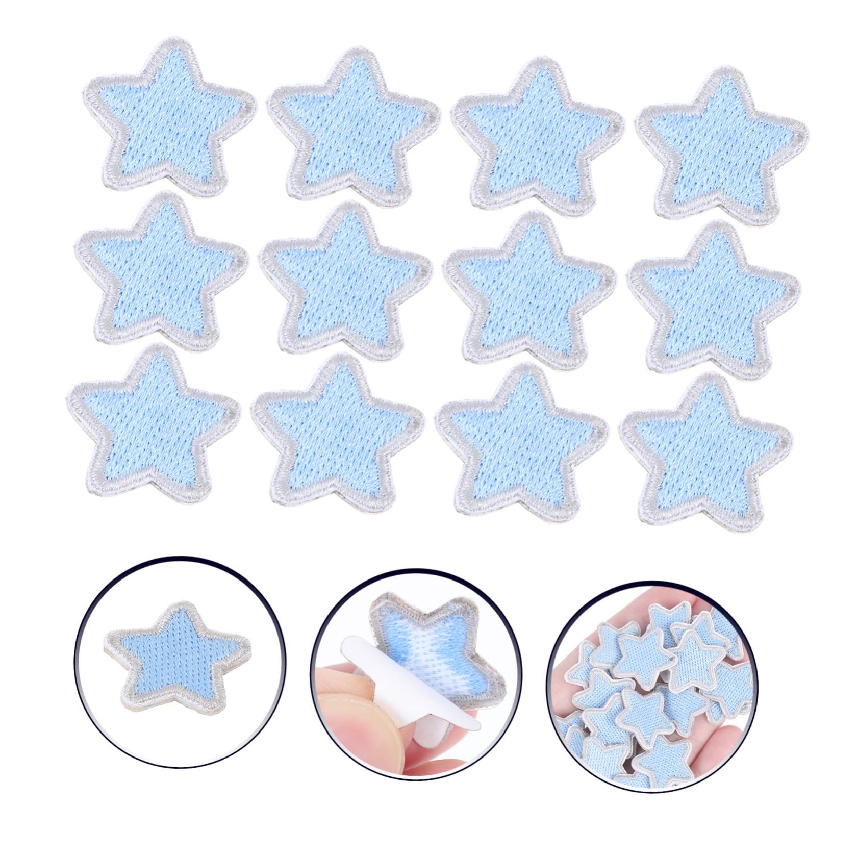 EXCEART 100pezzi Patches Autoadesivi Ricamati Forma Stella Per Abbigliamento Toppe Decorative Per Jeans Borse e Accessori Riparazione e Decorazione Fai Te