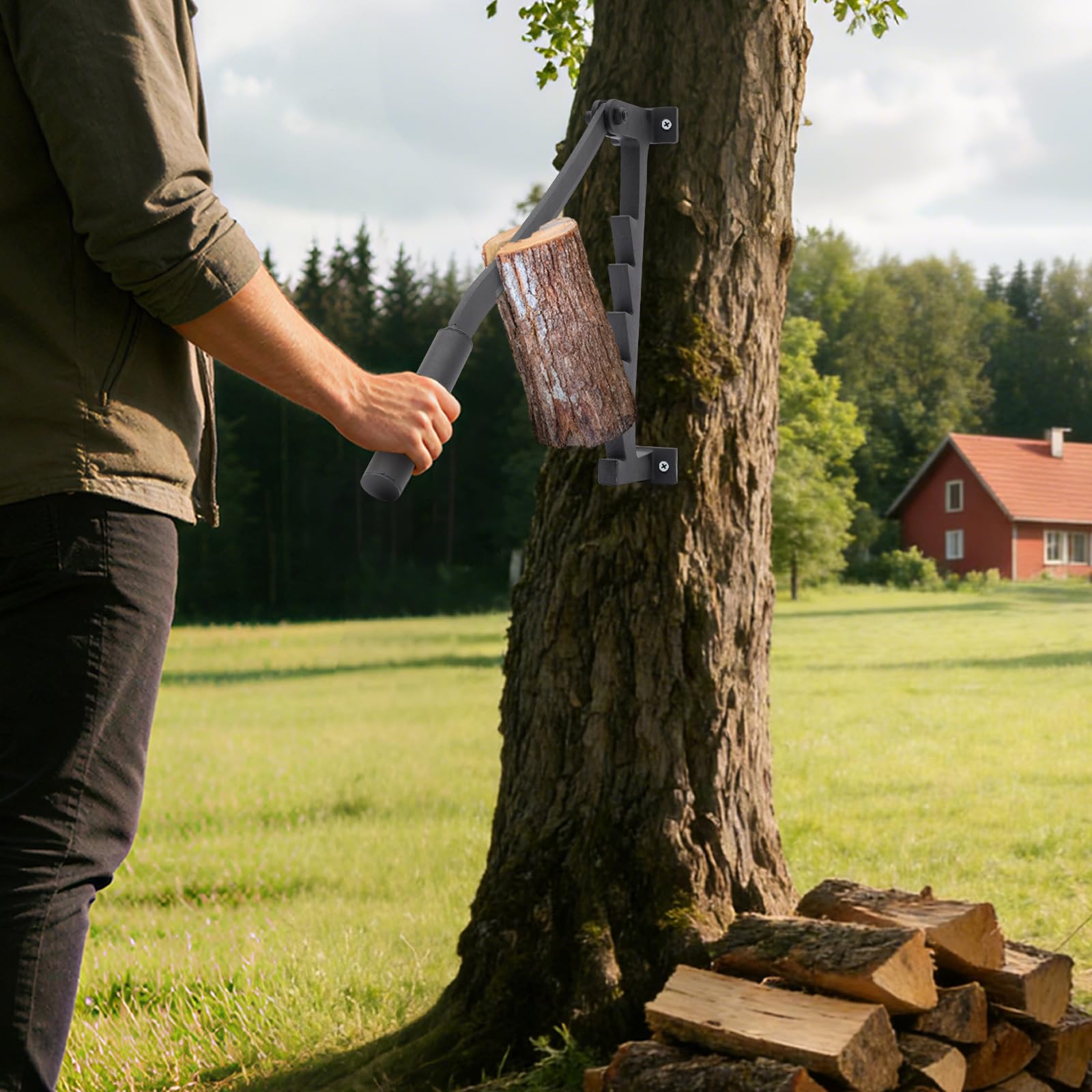 Spaccalegna manuale, spaccalegna da ardere, per montaggio a parete, portatile, sicuro, con guanti, per giardino, sauna e attività all'aperto