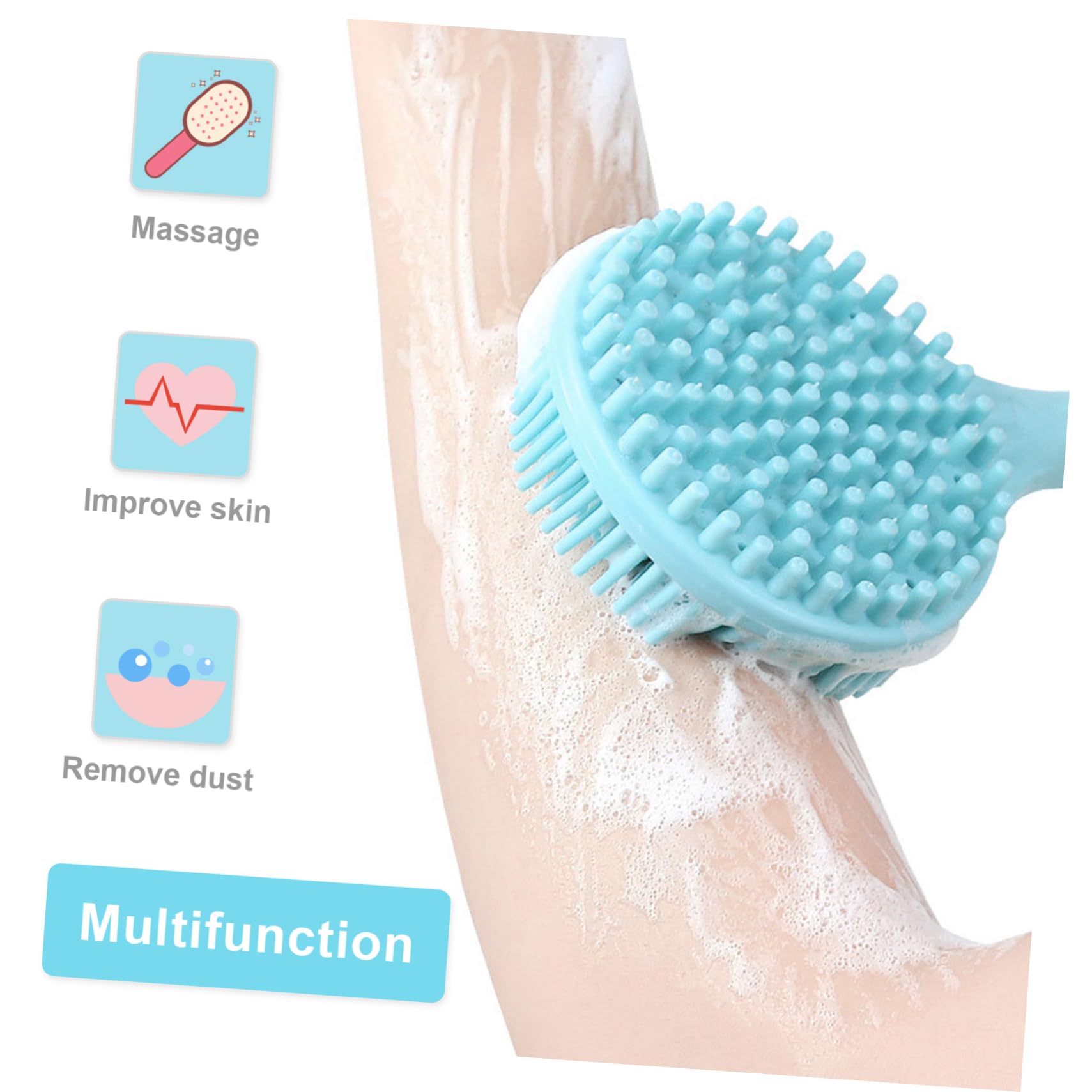 Healvian 3 Piezas Cepillo De Baño Esponja Para Bañarse Cepillo Corporal De Mango Largo Exfoliante Suave y Flexible Exfoliante De Silicona Esponja De Baño Gel De Sílice Piel Suave Accesorios