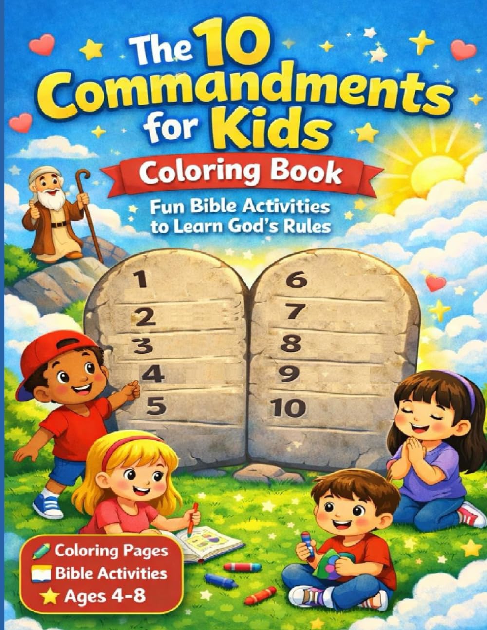 The 10 Commandments for Kids Coloring Book: Fun Bible Activities to Help Children Learn God’s Rules