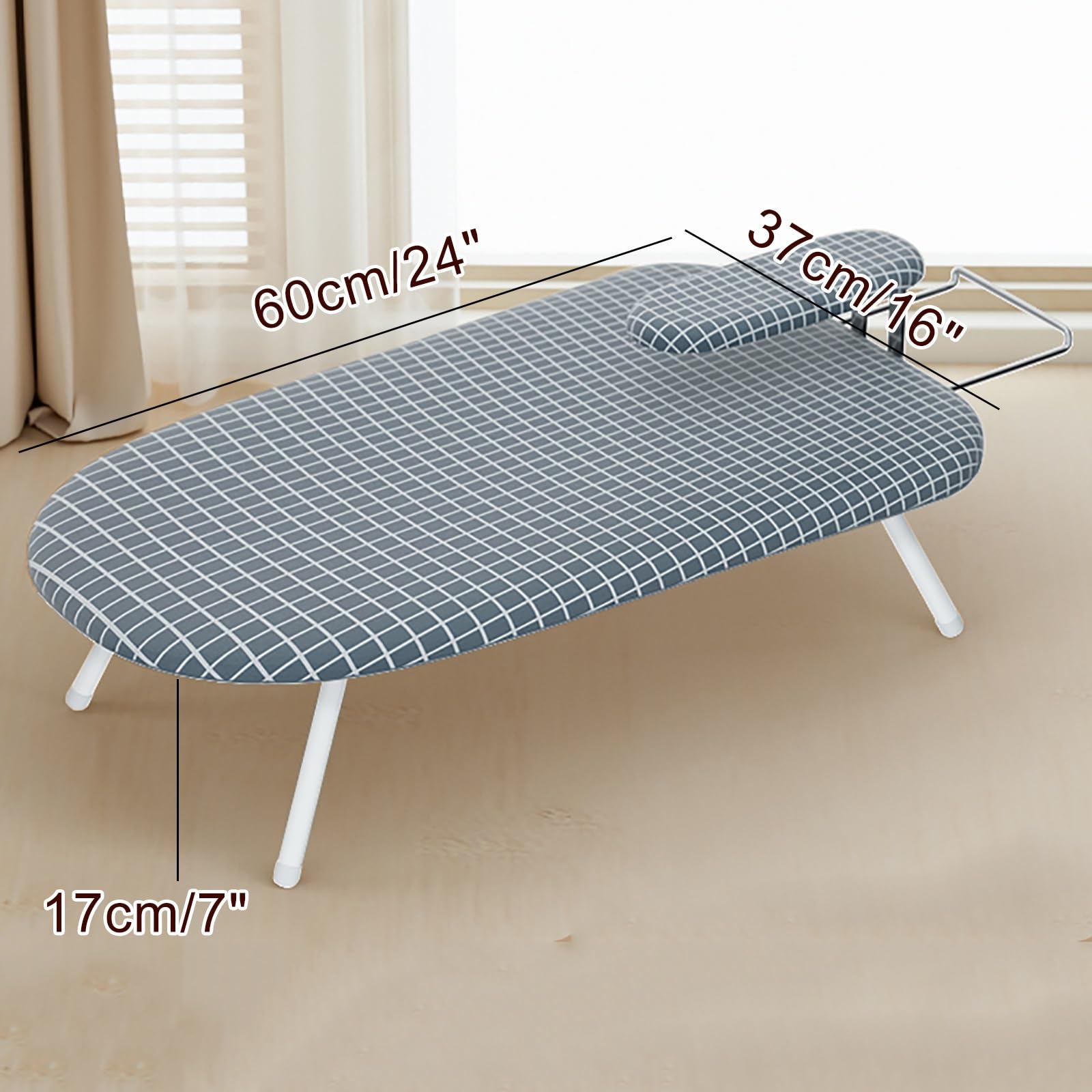 Tabla De Planchar De Mesa con Soporte para Plancha, Tabla De Planchar PortáTil con Funda Y Almohadilla, Tabla De Planchar Plegable Compacta Que Ahorra Espacio para ArtíCulos del Hogar, Dormitorio (Co