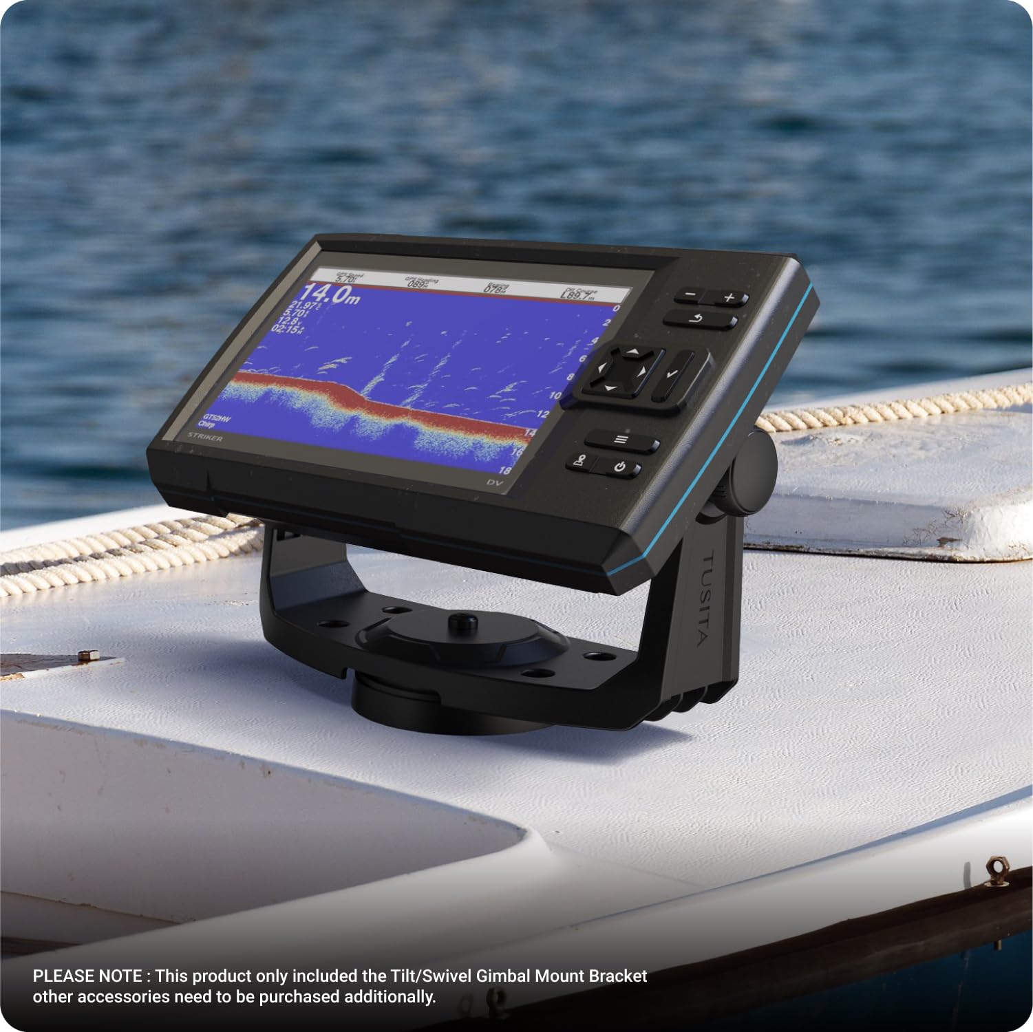 TUSITA Fish Finder - Staffa e manopole per giunto cardanico inclinabile/girevole, compatibile con Garmin Striker 5cv 5dv 7cv 7dv 7sv, Vivid 5cv 7cv 7sv, ECHOMAP UHD2 5" 7" cv 010-12439-01