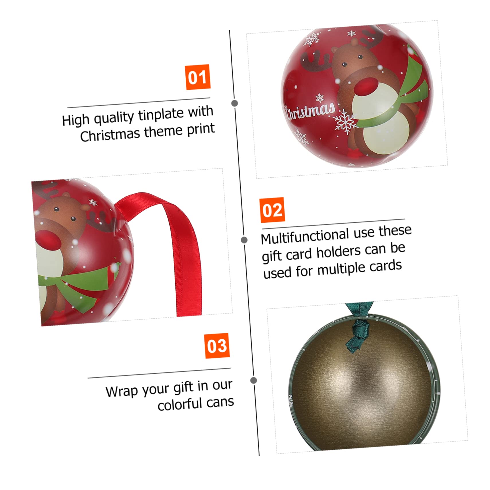 IMIKEYA Pièces Boule De Fer De Noël Coffret De Noel Boîtes à Gâteaux De Noël Boules De Décorations De Boules De Sapin De Pot De Stockage De Bonbons De Mini-Bonbons