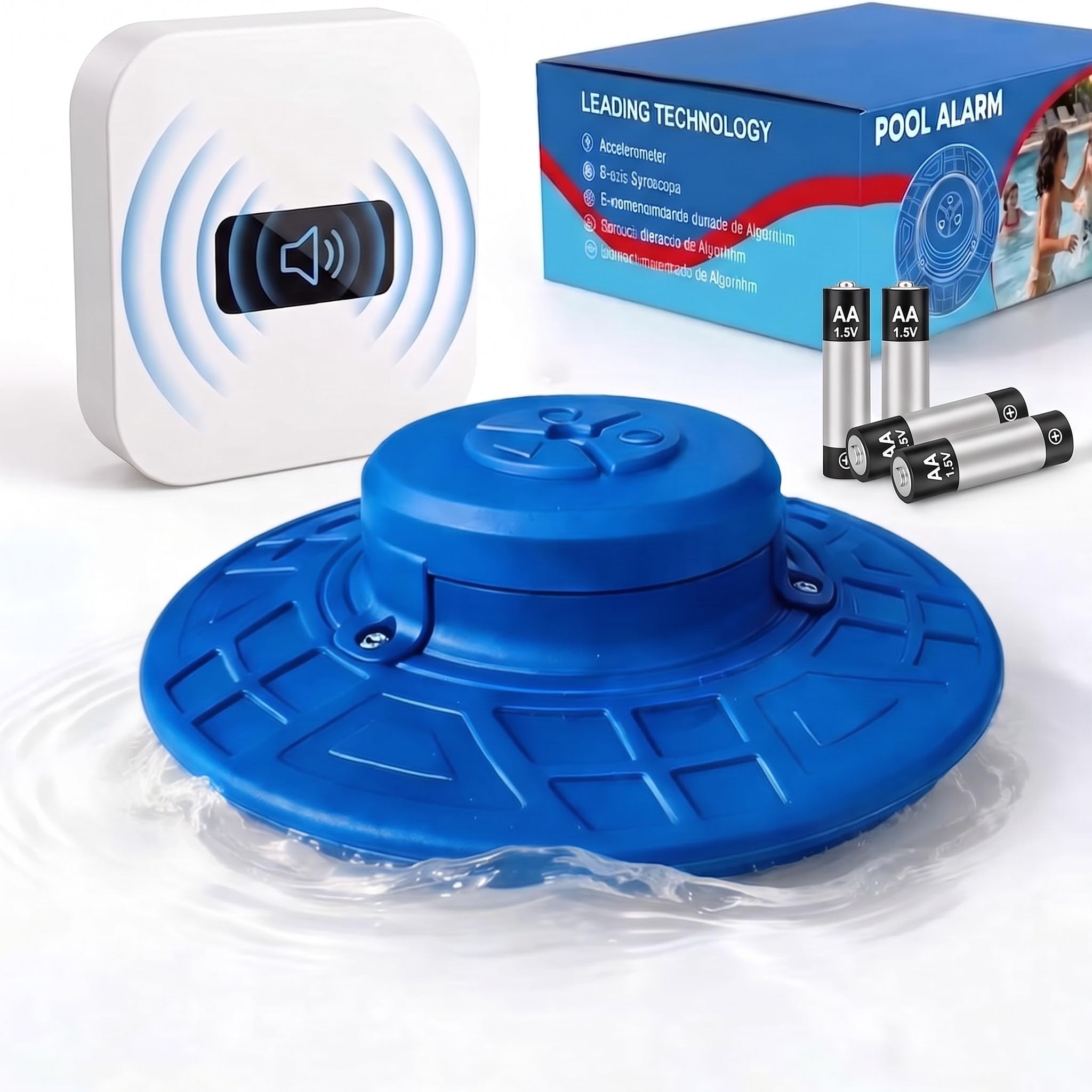 Alarme de piscine flottante avec récepteur intérieur, 85 dB ultra fort détecteur de mouvement pour piscines creusées et hors sol – Sensibilité réglable pour la sécurité des enfants et des animaux