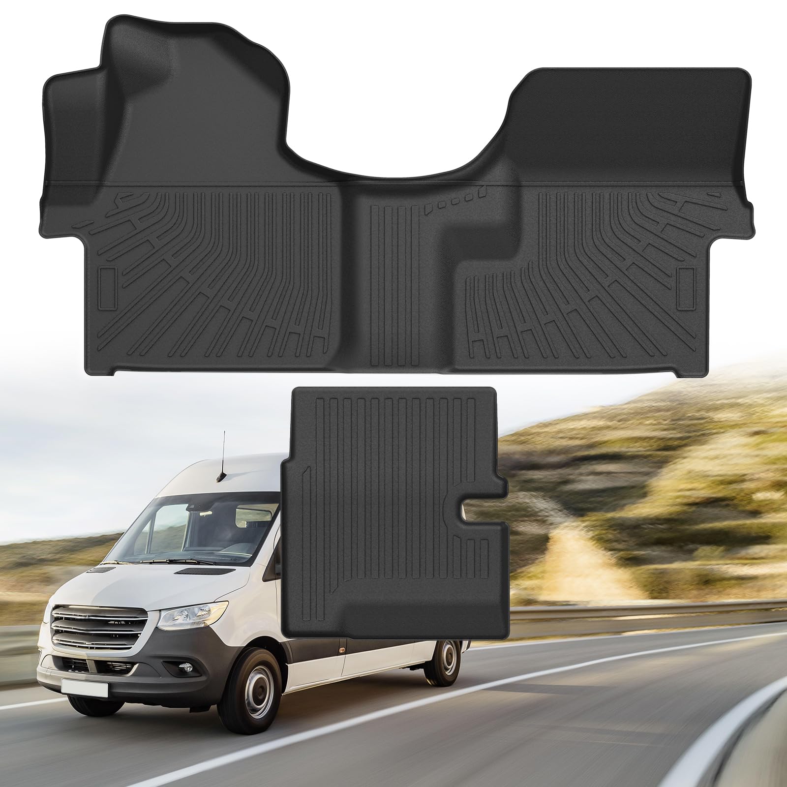 Photo 1 of Sprinter Floor Mats - Car Mats for Mercedes-Benz Sprinter 2007-2018, All Weather Floor Mat for Sprinter Accessories, Heavy Duty Rubber Mats, Car Accessories