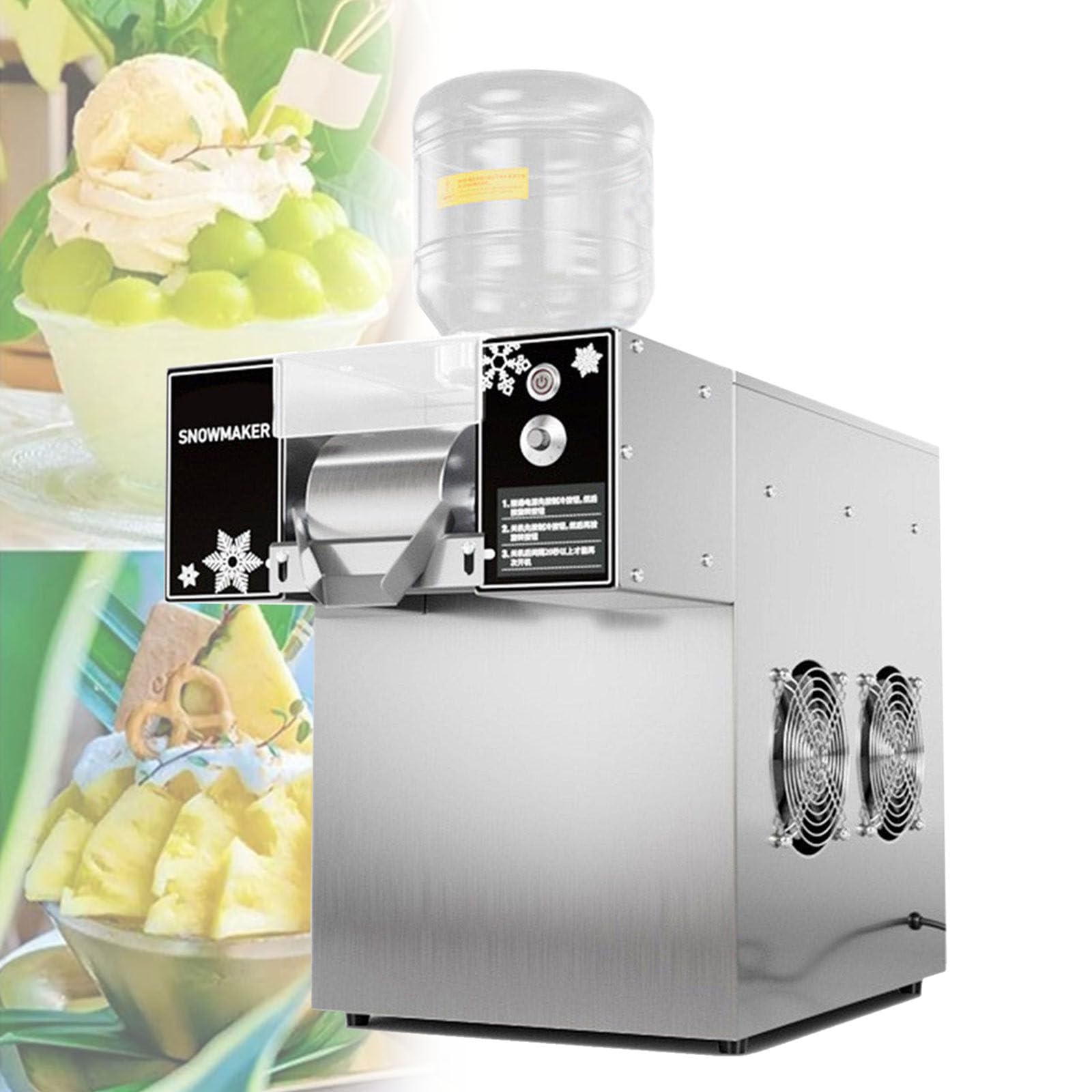 HCZKIUJY Commercial Snowflake Ice Maker, 120KG/24H Stainless Steel Snowflake Ice Shaver, Speed Adjustable, for Restaurants, Bars, Drink Shops, Coffee Shops (120KG/24H)