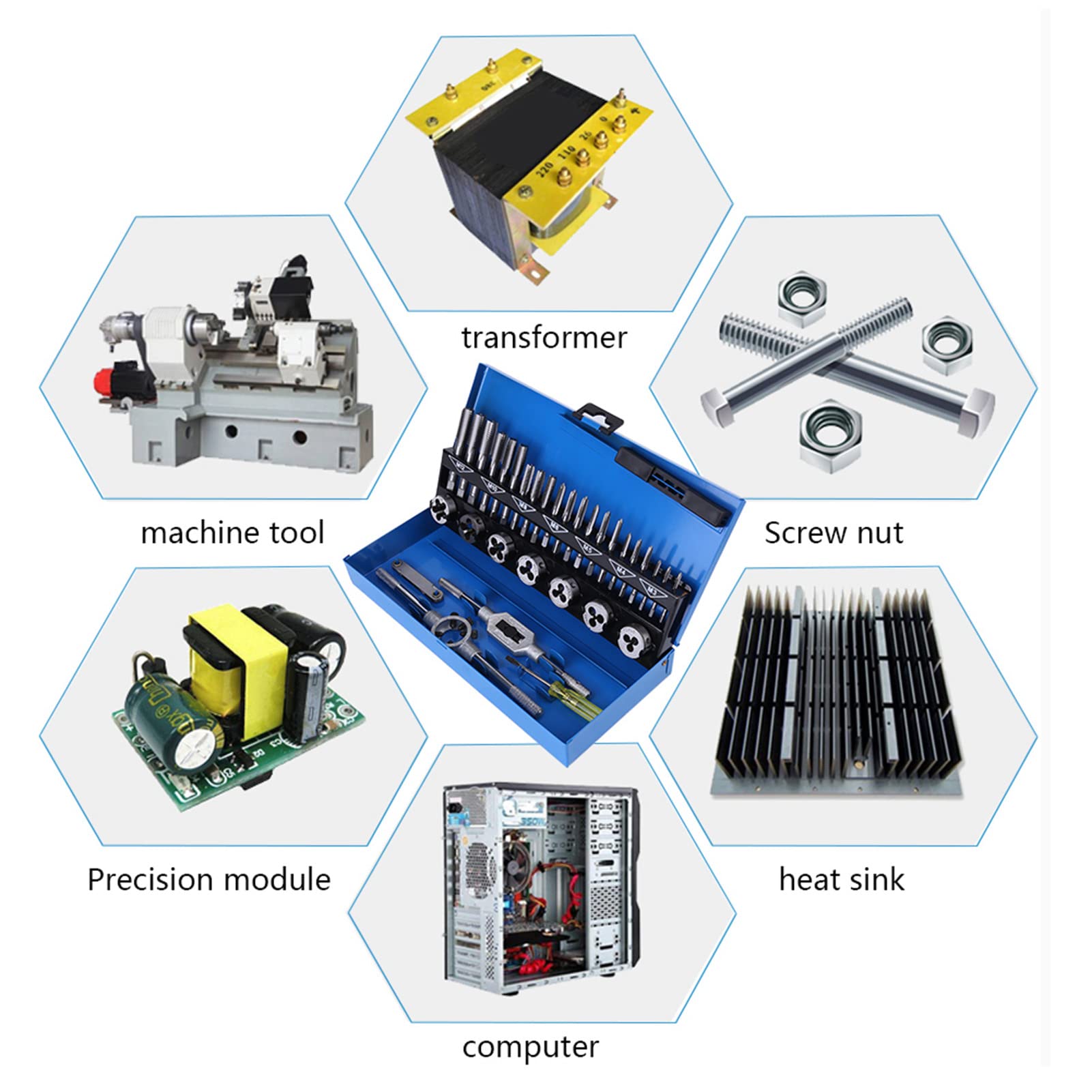Hex Threading Dies Premium Tap and Die Set, 32pcs M3-M12 Coarse Pitch Alloy Steel Tap and Die Set with Wrench