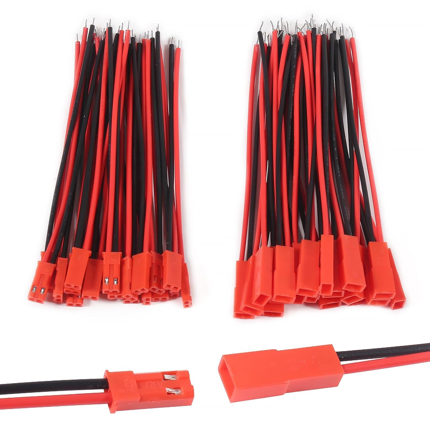 80Pairs 22AWG 2 Pin for JST Plug Male Female Wire Connector 2 Pin Male Female Plug Connector Cable Wire for LED Lamp Strip RC Toys Battery,Red and Black Cable 200mm/7.87inch