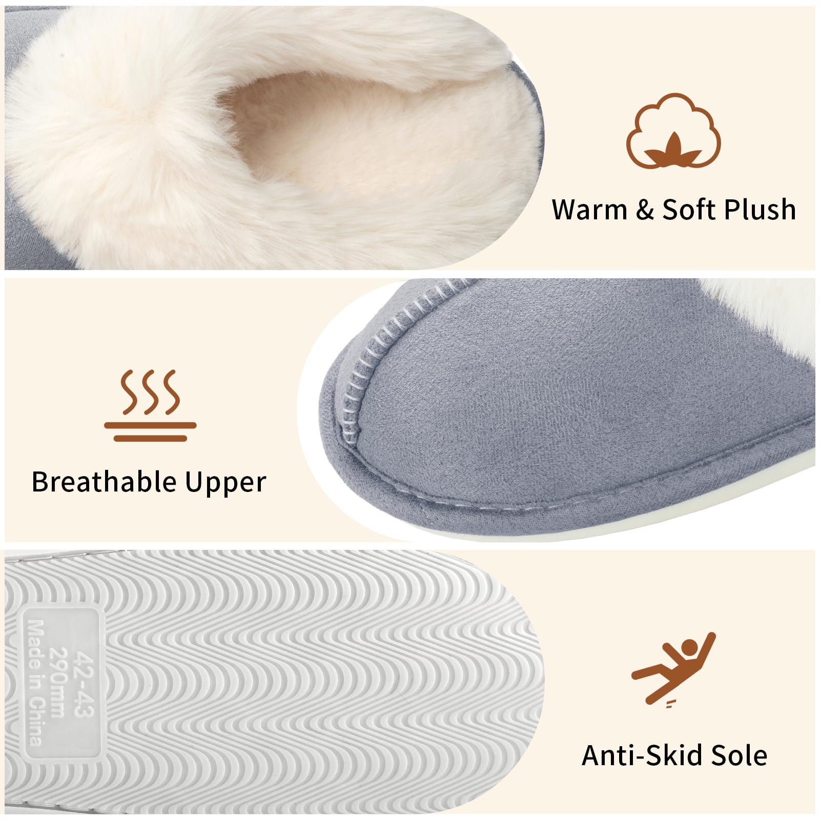 HILAX Pantofole Donna Uomo Invernali Peluche Ciabatte Casa Comode Pelose Inverno Scarpe di Cotone Morbida Slippers Winter Interne