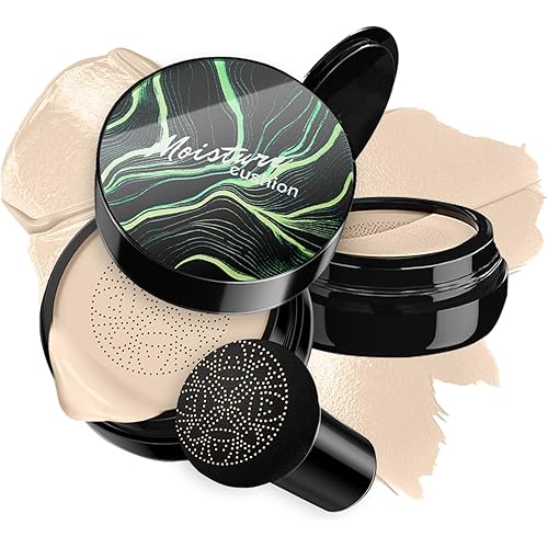 Mushroom Head Air Cushion CC Cream Foundation - Moisturizing Concealer for Even Skin Tone - Makeup Base Primer (#01 Ivory White)