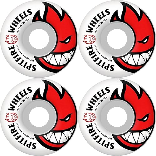 Miniatura 2 de Spitfire Skatebaord Wheels Bighead BlancoRojo - Rodamientos de huesos - Bones Reds - Rodamientos de precisión para monopatín (8) paquete -
