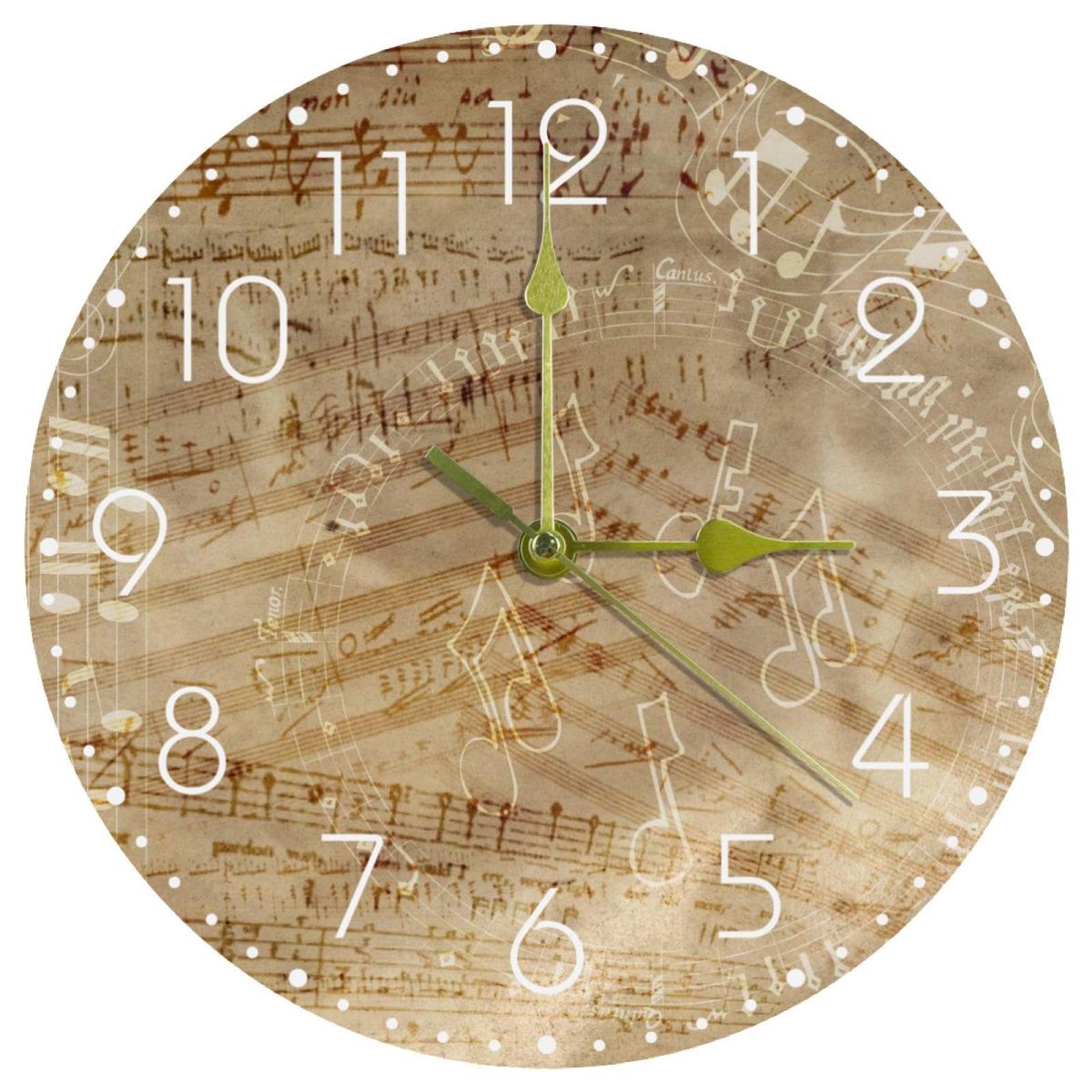 Horloge murale ronde musique silencieuse à piles pour décoration maison