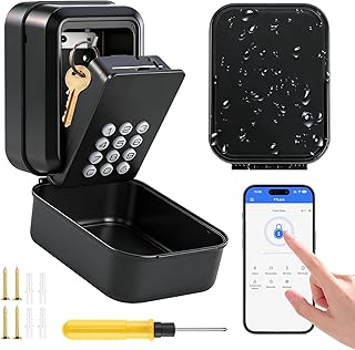 Smart Schlüsselbox, Bluetooth Lock Box Unterstützt TTLock APP und PIN-Code Schlüsseltresor mit Zahlencode Schlüsselbox Wetterfest Schlüsselsafe Digital Schlüsselkasten für Haus Garage Wohnung