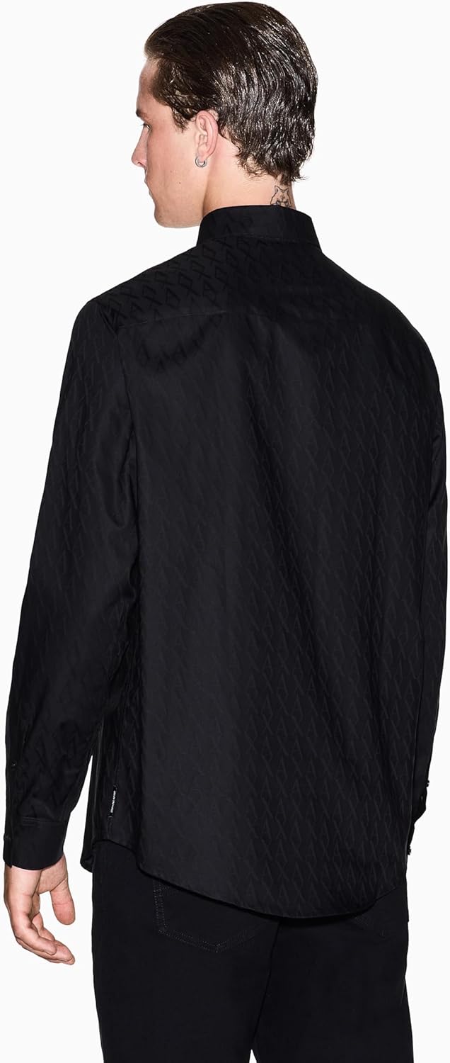 Armani Exchange Mens Long Sleeve Cotton Jacquard Button Down - Image 6