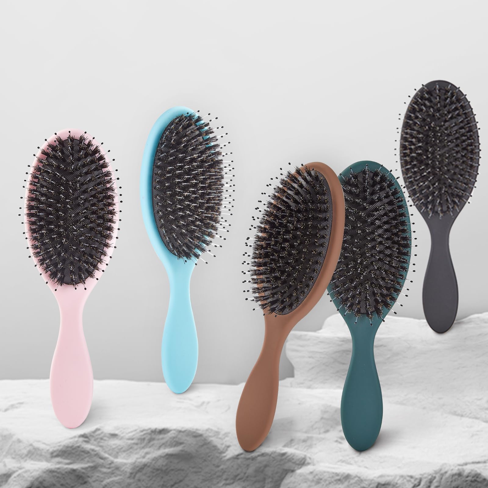 Wildschweinborsten, Haarbürste für Damen und Herren, Entwirrende Haarbürste für glättende Massage, fügen Sie Glanz hinzu, Nylon und Wildschweinborsten, Entwirrbürste für gesundes Haar (1