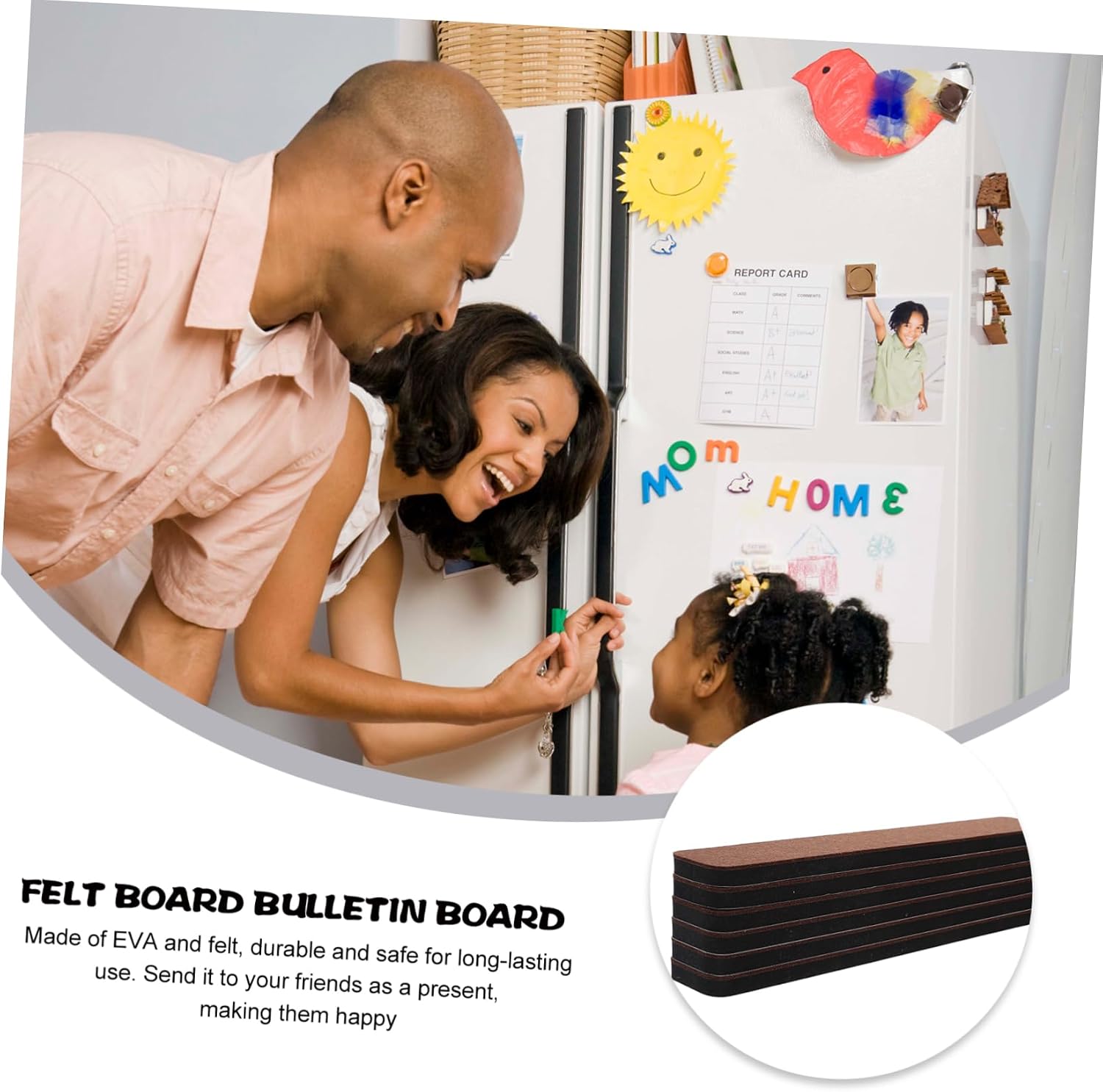 Homoyoyo 6Pcs Felt Bulletin Board Strips Self Adhesive Cork Board for Wall Decoration Small Bulletin Board Strips for Notes and Memos Material