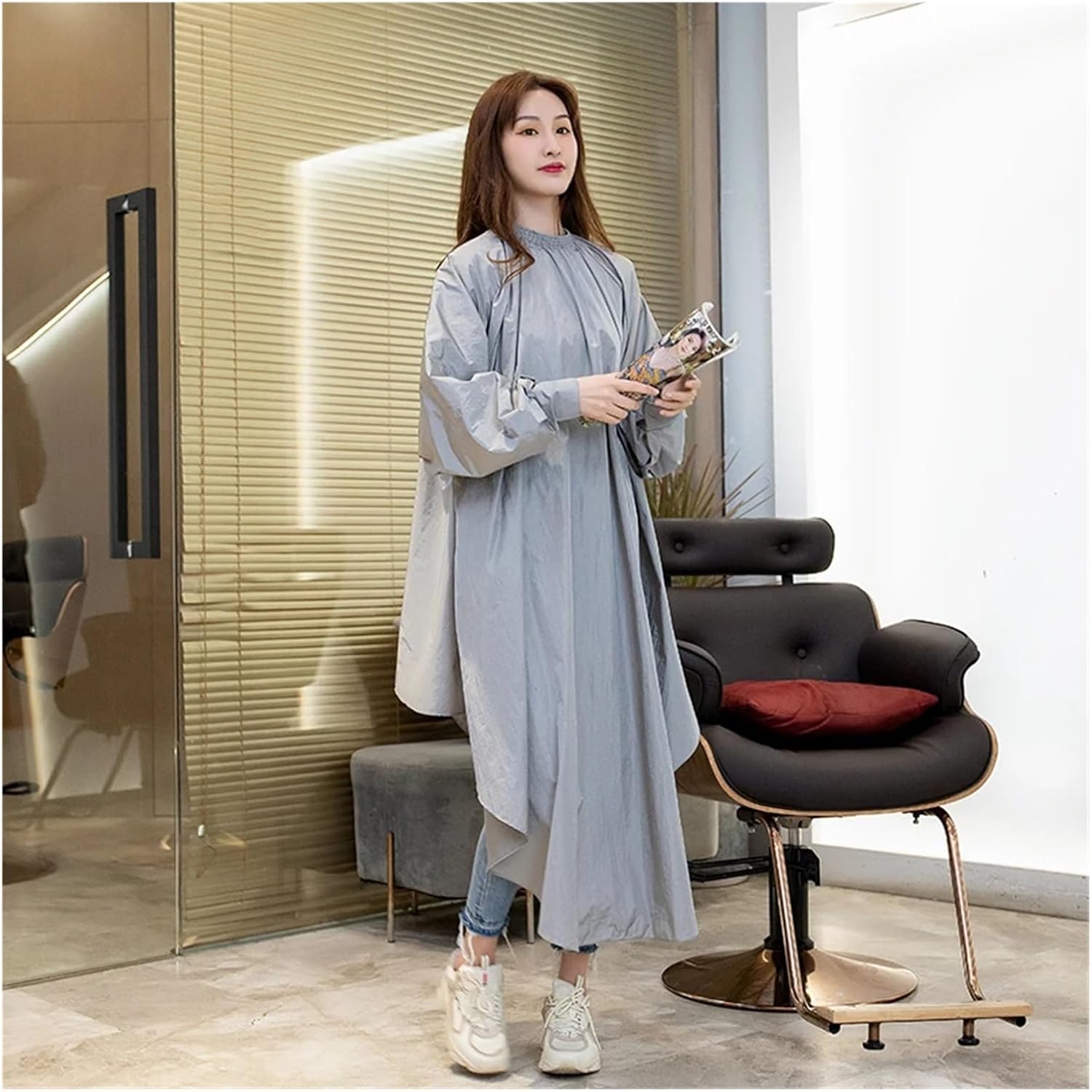 Barber Cape 2pcs Long Sleeve Hair Cape Hook Loop Cuff Haircut Customer Cloth Salon Cutting Cloak Apron Gown