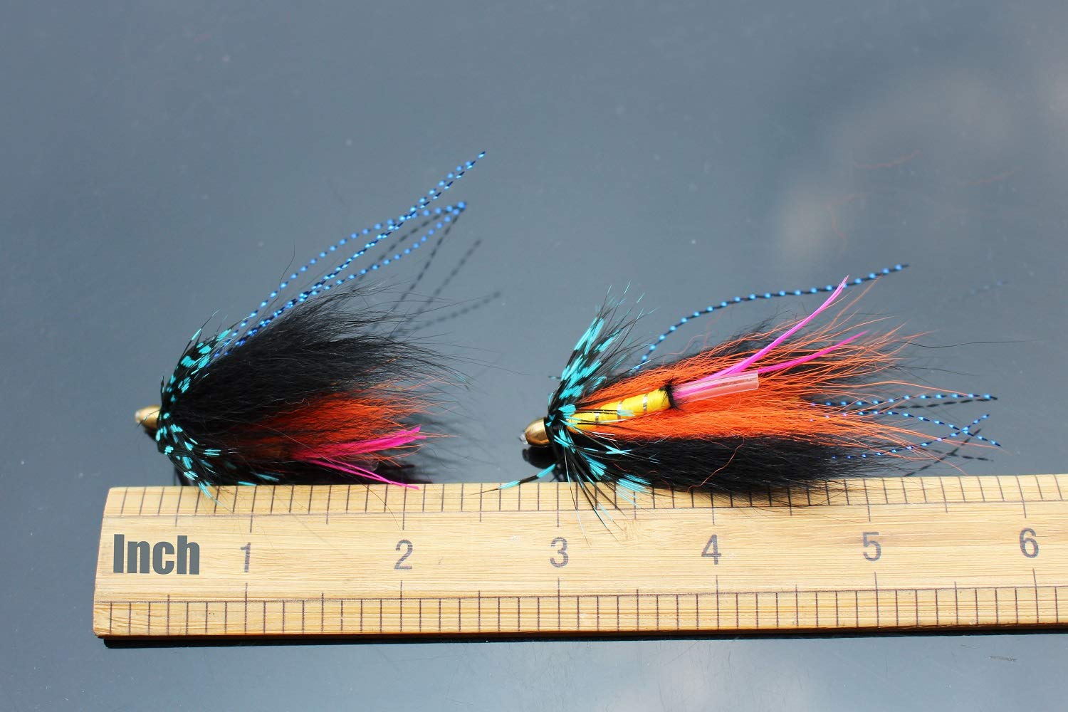 Tigofly 24 Stück blaue und schwarze Federkegel, Kopfrohr, Fliegenschlangen, Lachs, Forelle, Stahlkopf, Fliegenfischen, Fliegenköder
